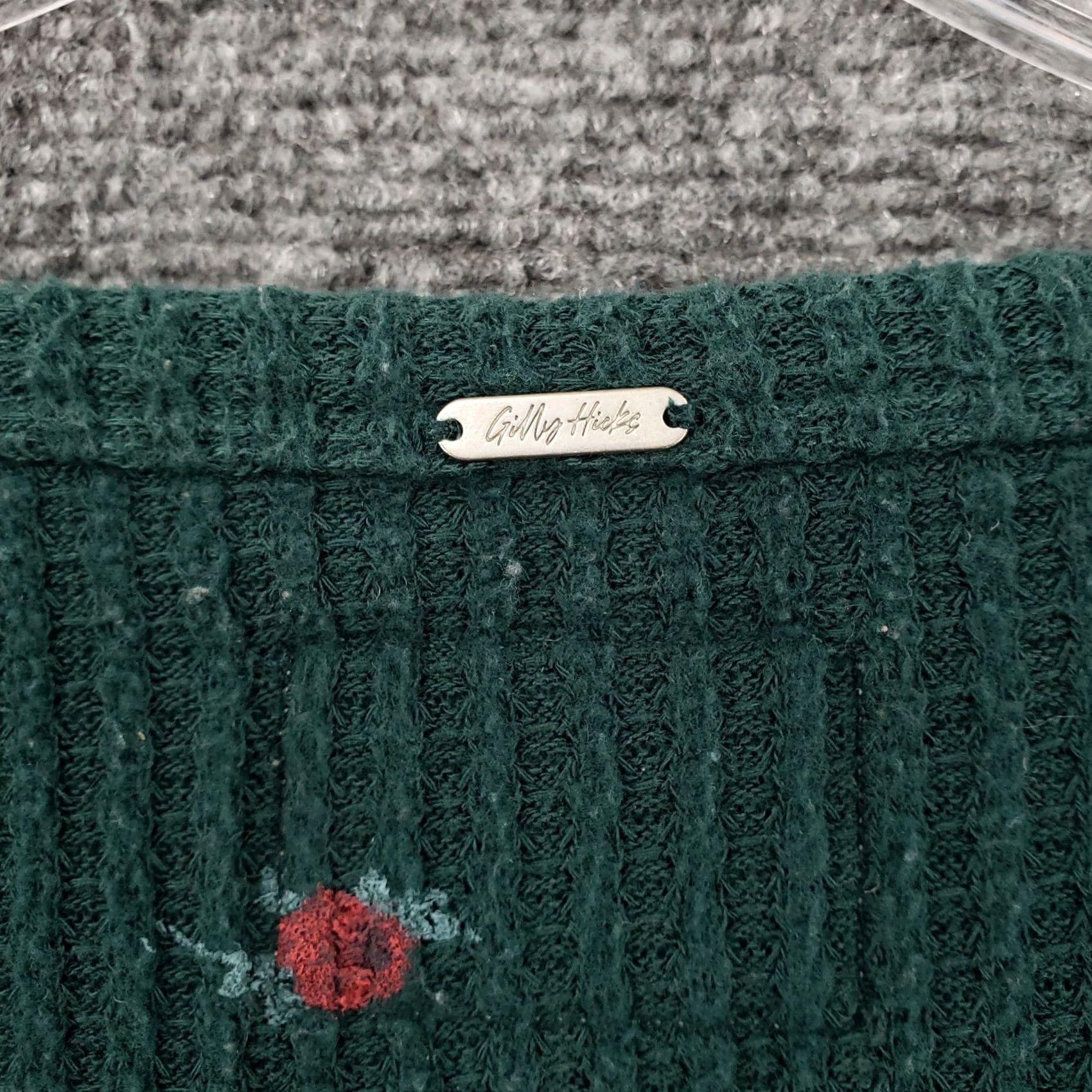 Vintage Gilly Hicks T-Shirt Womens S Small Green Crop Floral Thermal Henley Long Sleeves Size S / US 4 / IT 40 - 6 Thumbnail