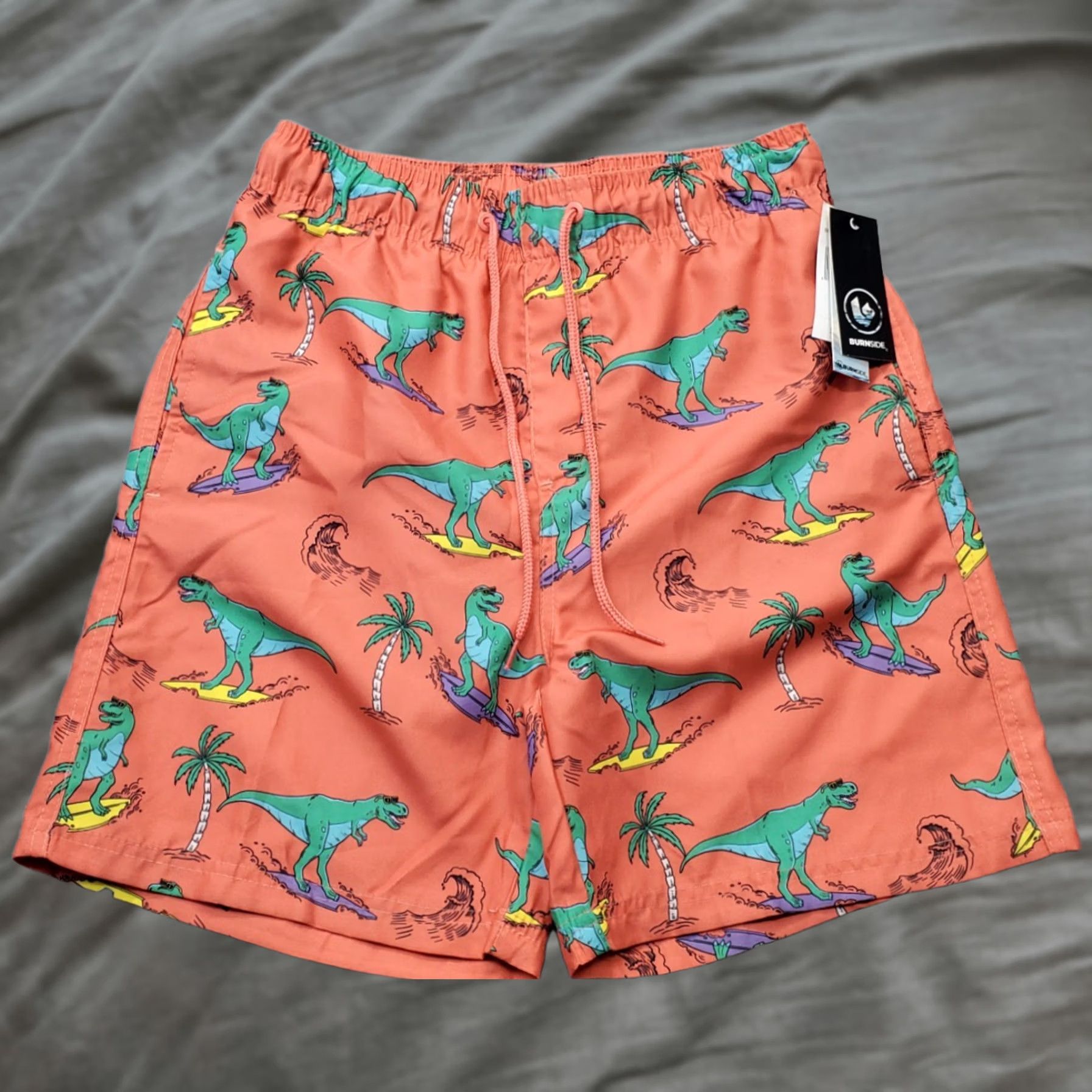 Burnside Burnside Mens Bottom S Mens Swim Trunk Shorts Dinosaur Print Stretch Drawstring Multicolor Size US 29 - 1 Thumbnail