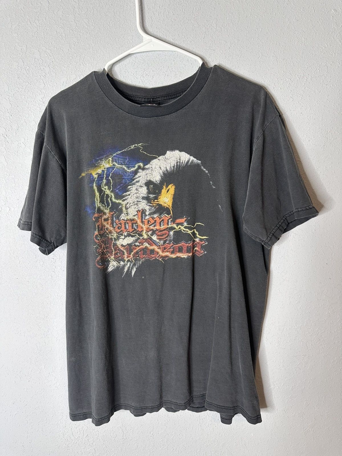 image of Harley Davidson Lighting Thunder Tshirt Smoke Fade in Black, Men's (Size Large)