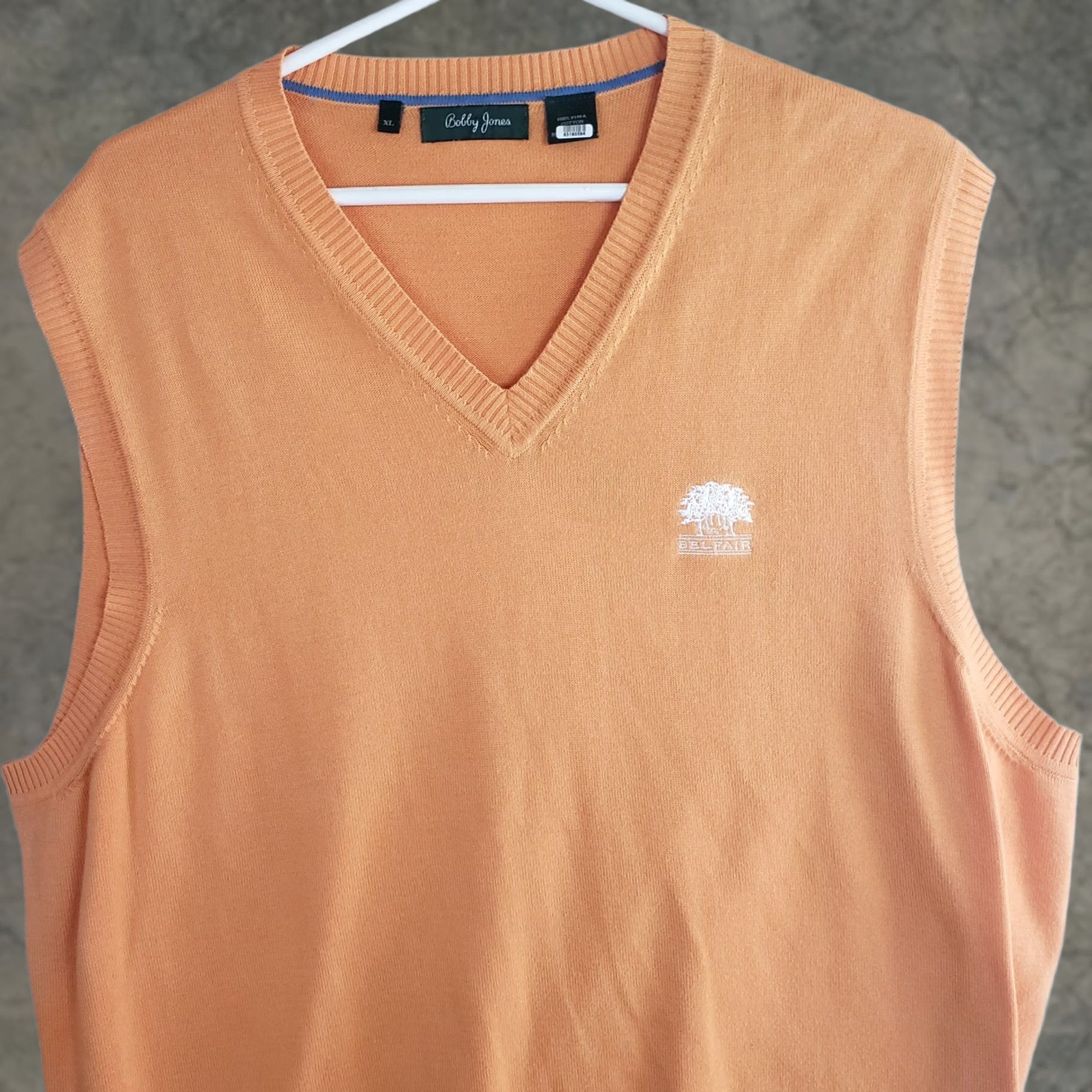 Vintage Bobby Jones Sweater Vest Mens XL Peach Coral V-neck Pullover Belfair Logo Size US L / EU 52-54 / 3 - 1 Thumbnail