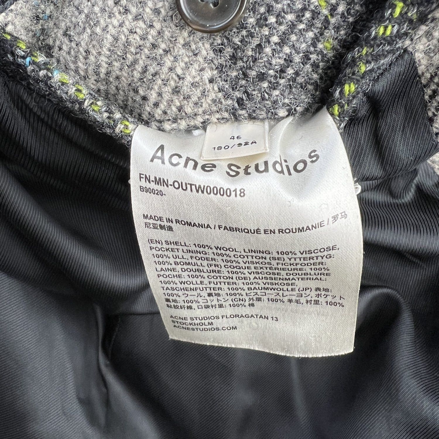 Acne Studios Acne Studios Grey Plaided Wool Coat Size US S / EU 44-46 / 1 - 6 Thumbnail