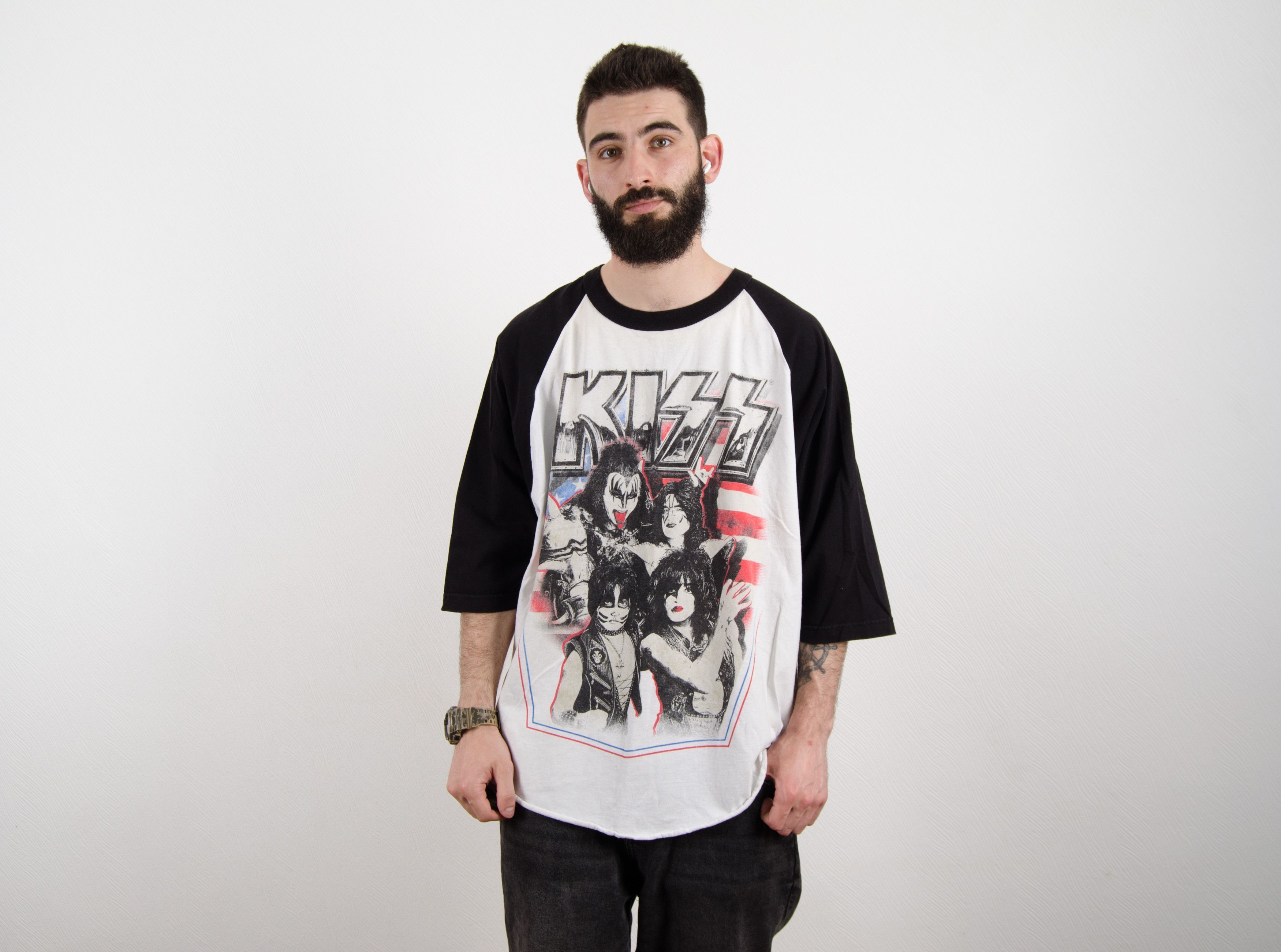 Band Tees Vintage KISS oversized 3/4 Sleeve Rock Band T Shirt Size US XXL / EU 58 / 5 - 1 Thumbnail