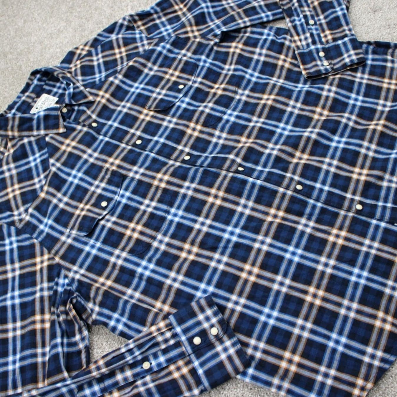 Lucky Brand Lucky Brand Pearl Snap Shirt Men 2XL Plaid Long Sleeve Blue Yellow Cotton Stretch Western Cowboy Vintage No Size US XXL / EU 58 / 5 - 6 Thumbnail