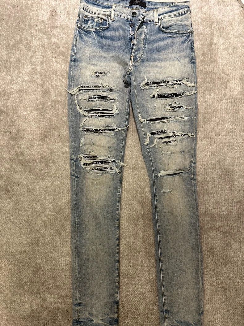 Amiri Amiri 22 Patchwork Blue Denim Jeans Size US 31 - 1 Thumbnail