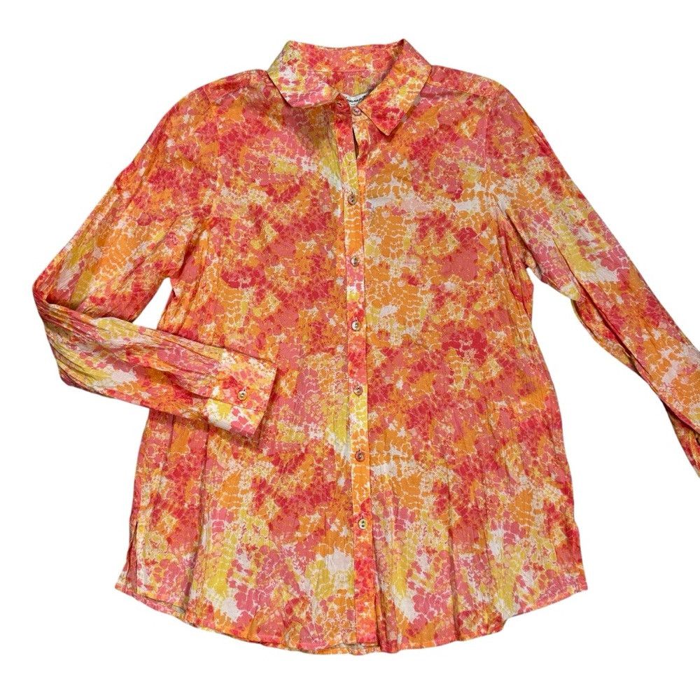 Other NWT New Foxcroft Zoey Long Roll Tab Starburst Crinkled Cott Size S / US 4 / IT 40 - 5 Thumbnail