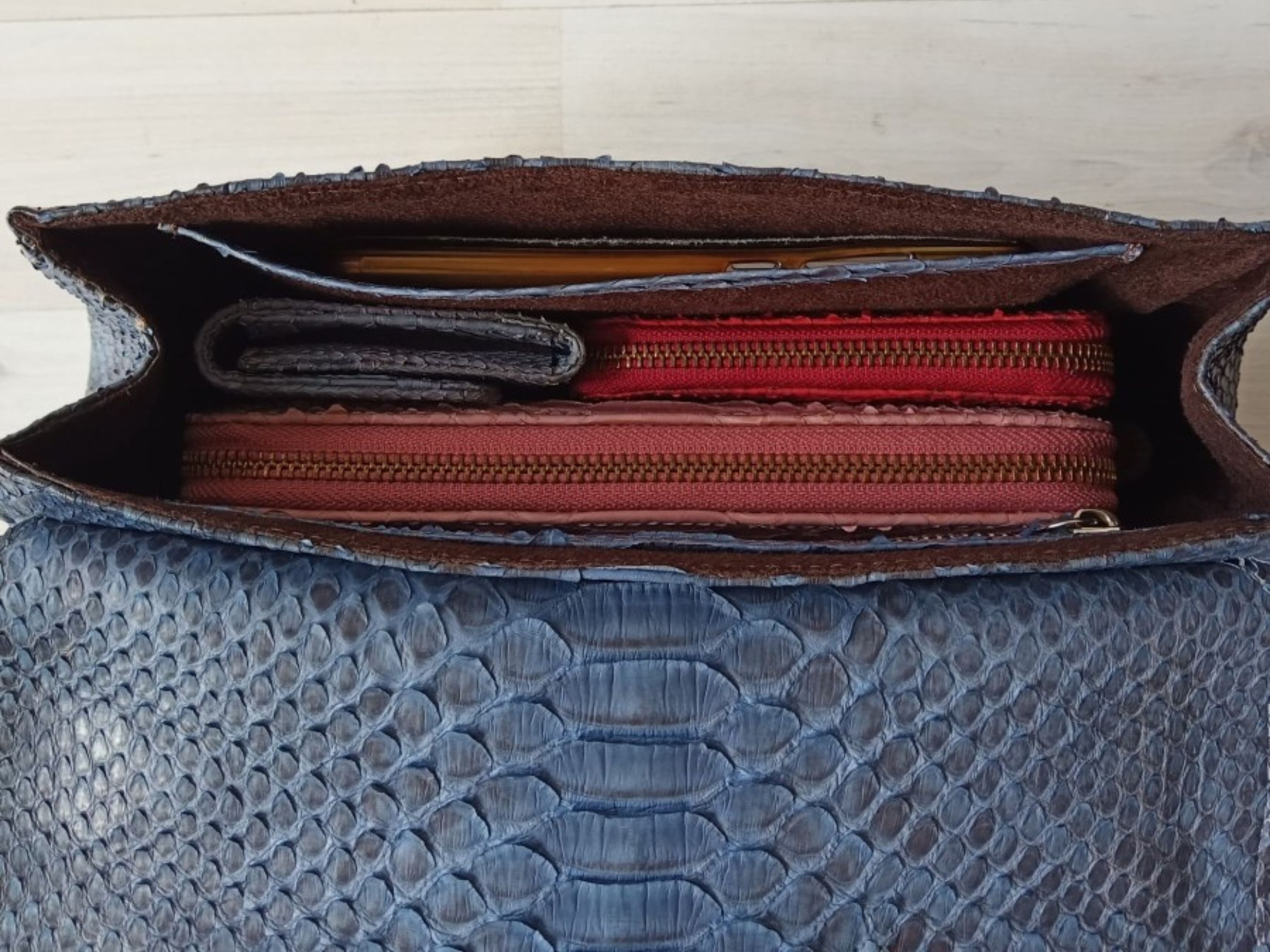 Handmade Dark Gray Python Snakeskin Sling Bag Purse Size ONE SIZE - 5 Thumbnail