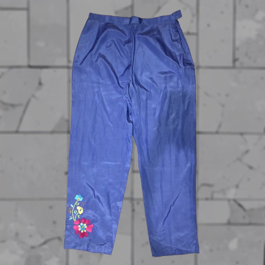 Vintage Diane Gilman pants womens L blue silk Size 36" / US 14 / IT 50 - 1 Thumbnail