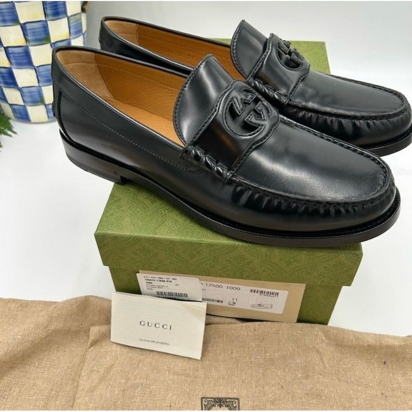 Gucci Gucci interlocking GG Leather loafers size 11 made in Italy Size US 11.5 / EU 44-45 - 1 Thumbnail