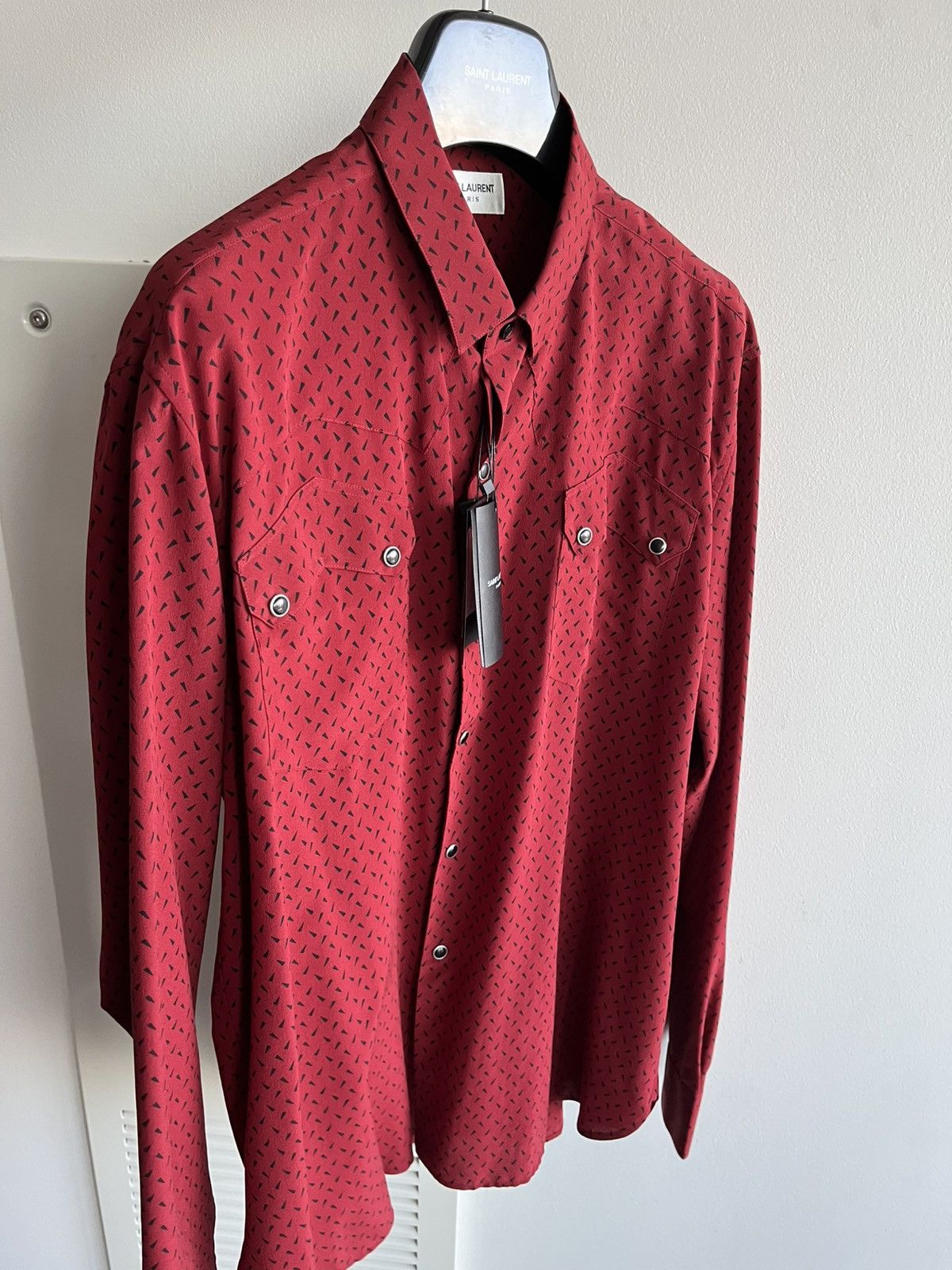 Hedi Slimane × Saint Laurent Paris × Yves Saint Laurent Saint Laurent Runway $1,300 Pure Silk Chemise CDC Shirt Size US L / EU 52-54 / 3 - 9 Thumbnail