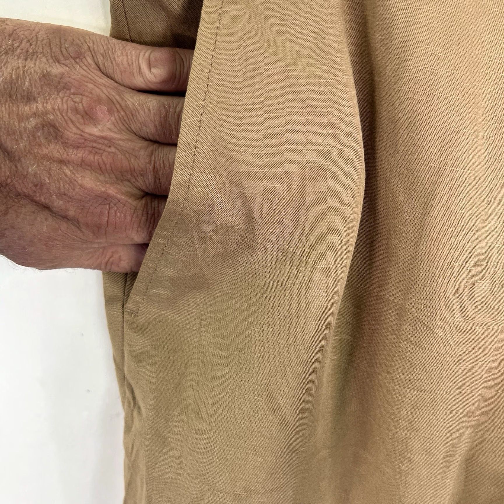 Vintage J. Ferrar Relaxed Linen Blend Pants Mens XL (40-42) Tan Linen Lyocell Flat Front Zip 32in Inseam Straight Leg Dress Pants Mens Size US 40 / EU 56 - 4 Thumbnail