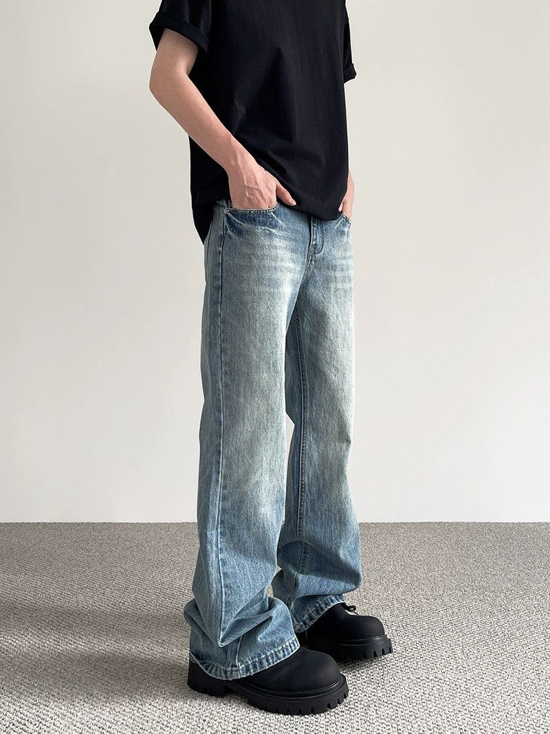 Vintage American men's cleanfit distressed washed flared jeans Size US 32 / EU 48 - 2 Thumbnail