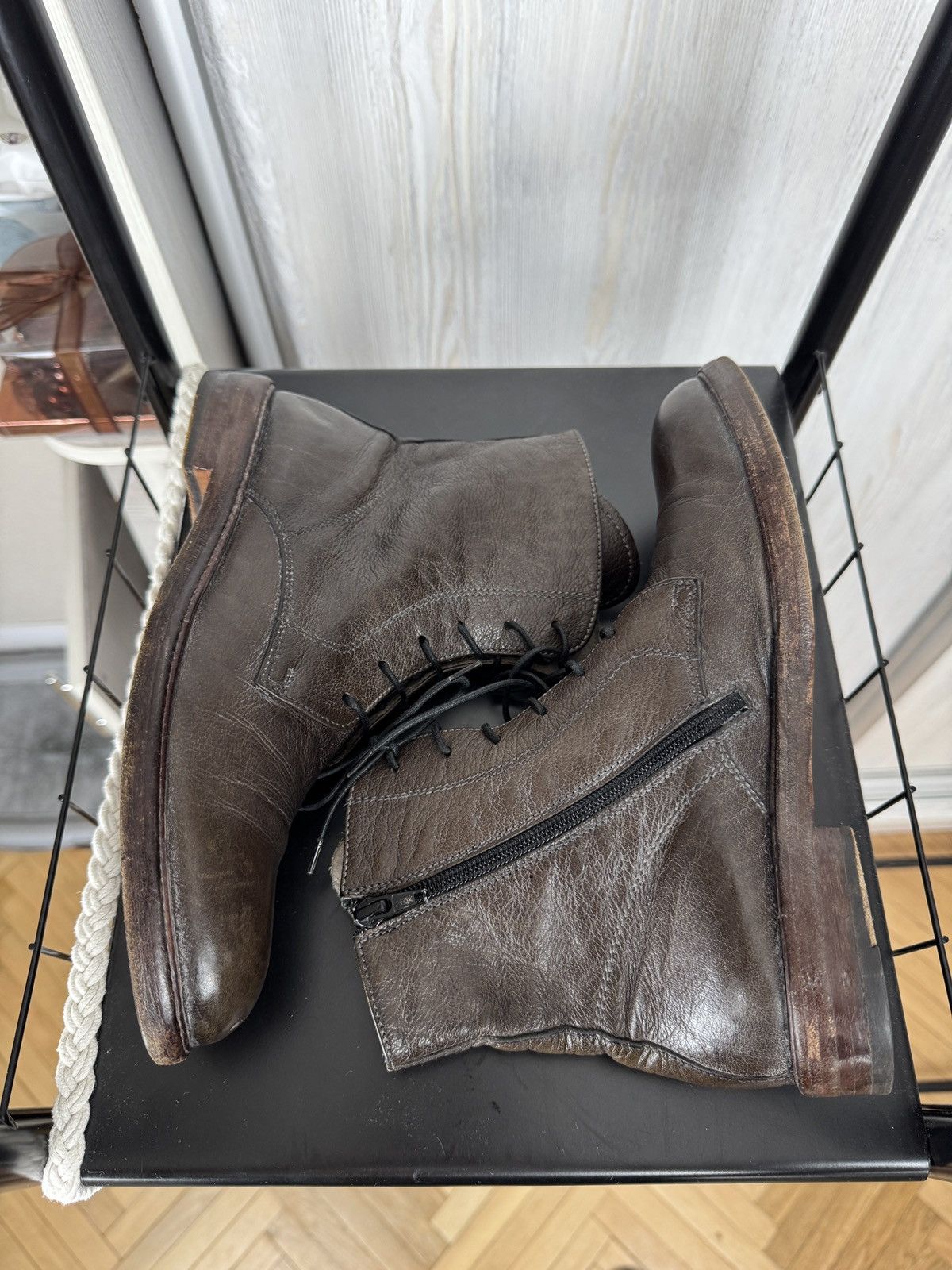 MoMA Moma Leather Laces Zipper Brown Ankle Boot Size US8 EU38 Size US 8 / IT 38 - 9 Thumbnail