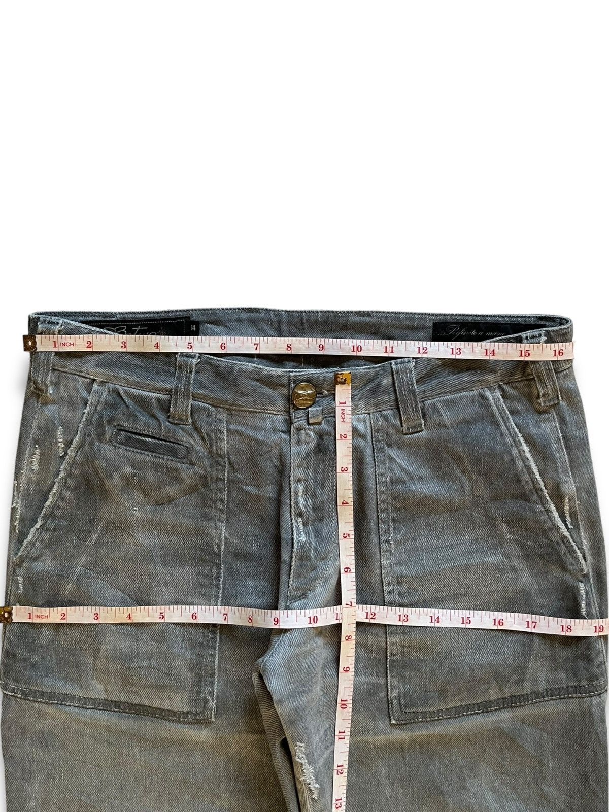 Other Vintage Italian Brand Two Tone Distressed Fatigue Jeans Size US 33 - 14 Thumbnail