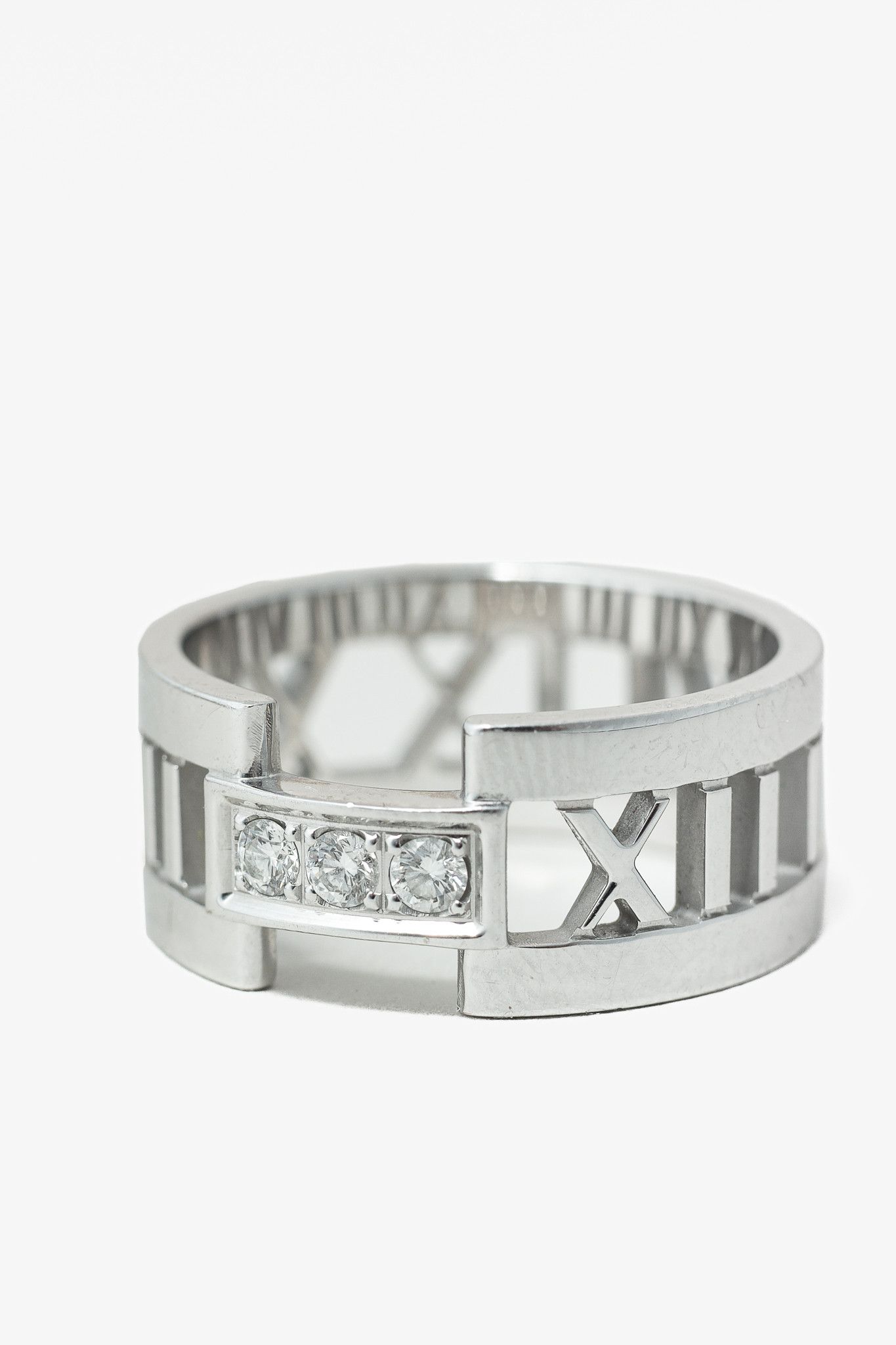 Tiffany & Co. Tiffany & Co. Atlas 18K White Gold & Diamond Roman Time Ring Size ONE SIZE - 1 Thumbnail