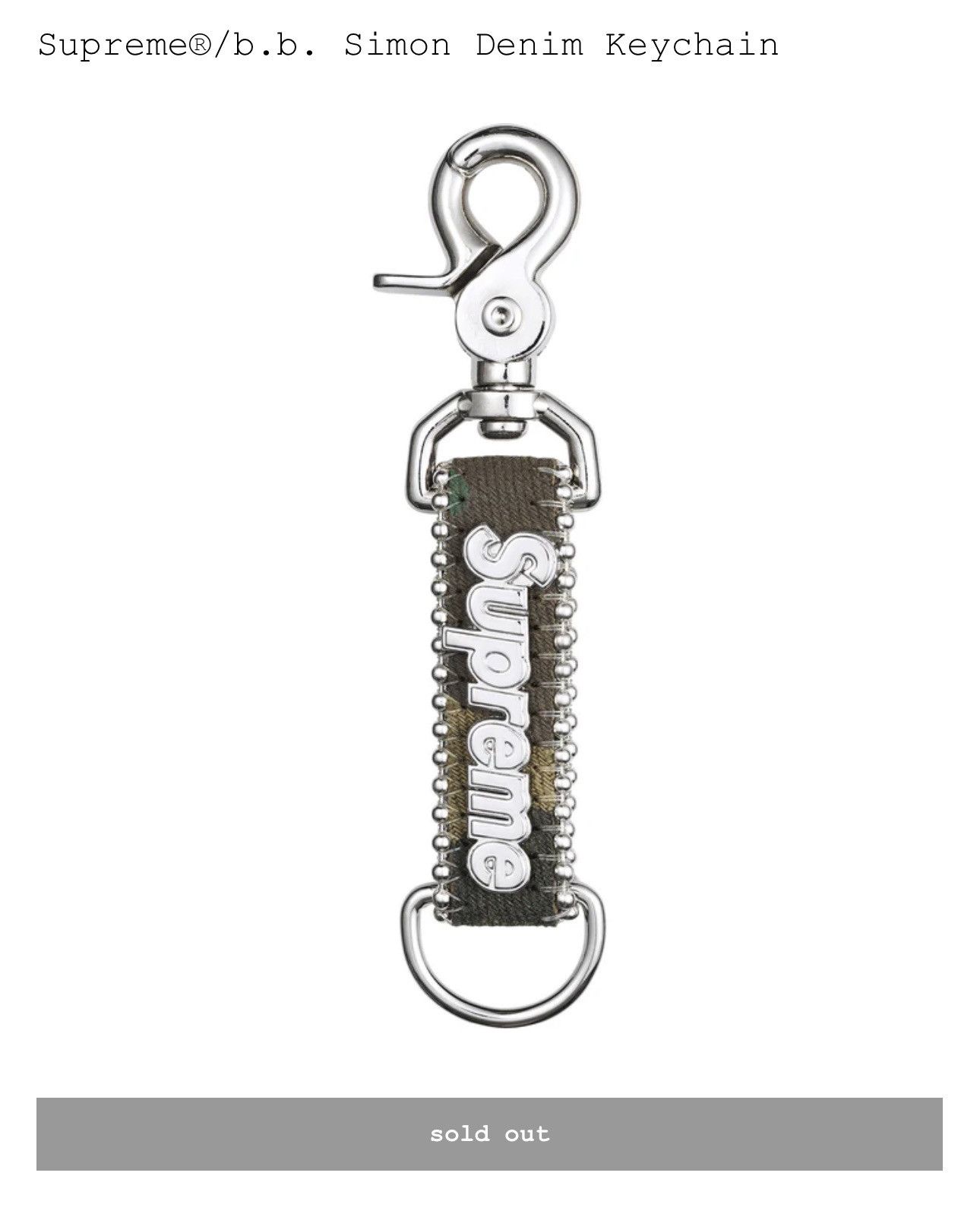 Supreme b.b. Simon Denim Keychain (SS25) - $68