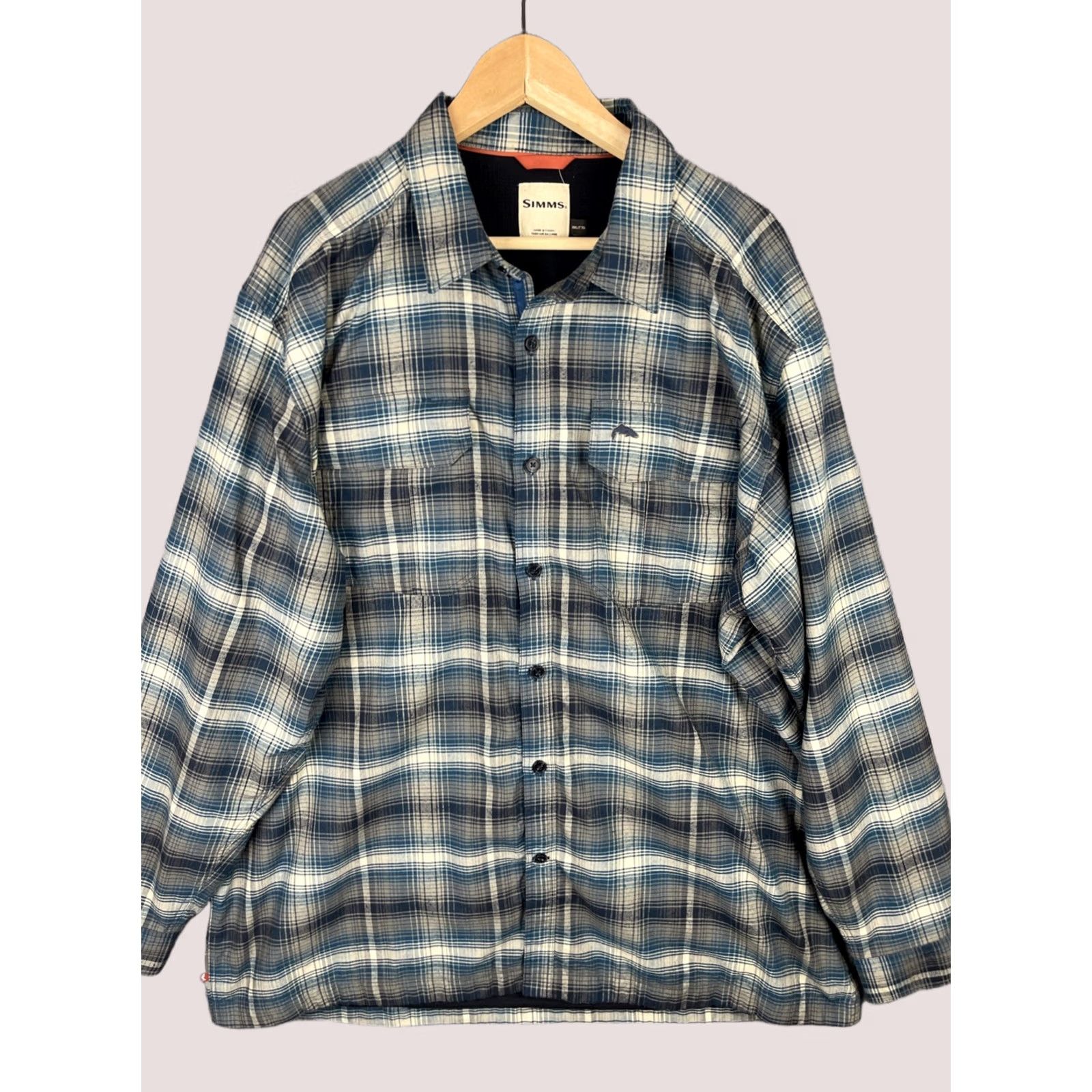 Vintage Simms Fishing Shirt Mens 2XL Flannel Plaid Thermal Waffle Lined Shacket Button Size US XXL / EU 58 / 5 - 1 Thumbnail