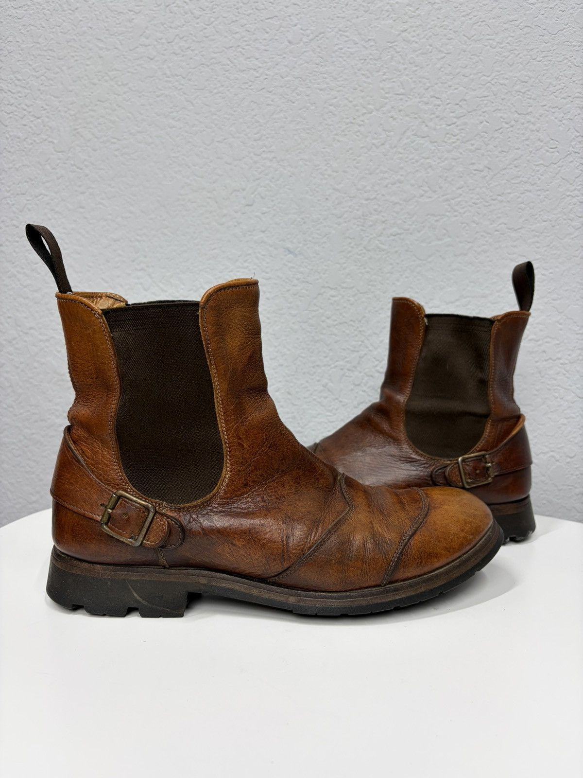 Frye Vintage 00s Brown Leather Side Zip Boots Guidi Marsell Style Size US 10 / EU 43 - 9 Thumbnail