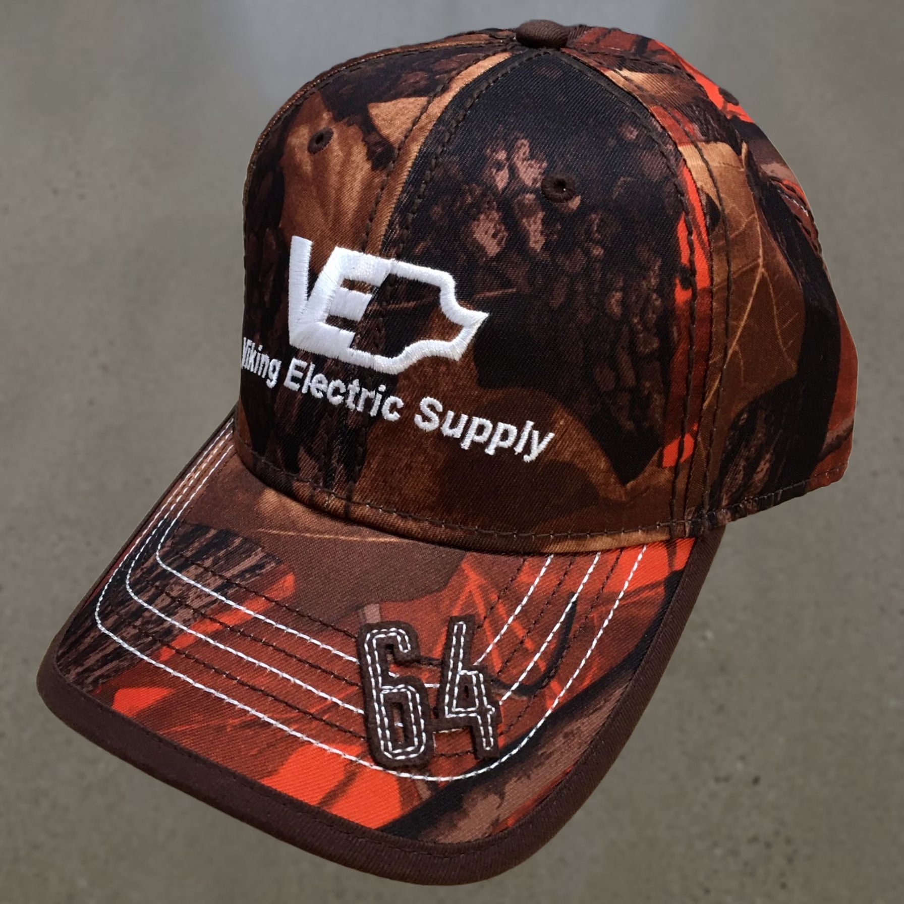 Vintage Viking Electric Supply 64 Baseball Cap Hat Mens Brown Orange Camo OS Curved Brim Size ONE SIZE - 1 Thumbnail