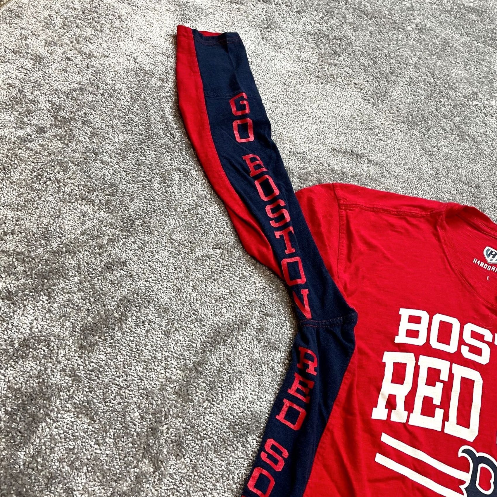 Vintage Hands High Shirt Mens Large Red Boston Red Sox Long Sleeve Cotton Baseball Crew Size US L / EU 52-54 / 3 - 5 Thumbnail