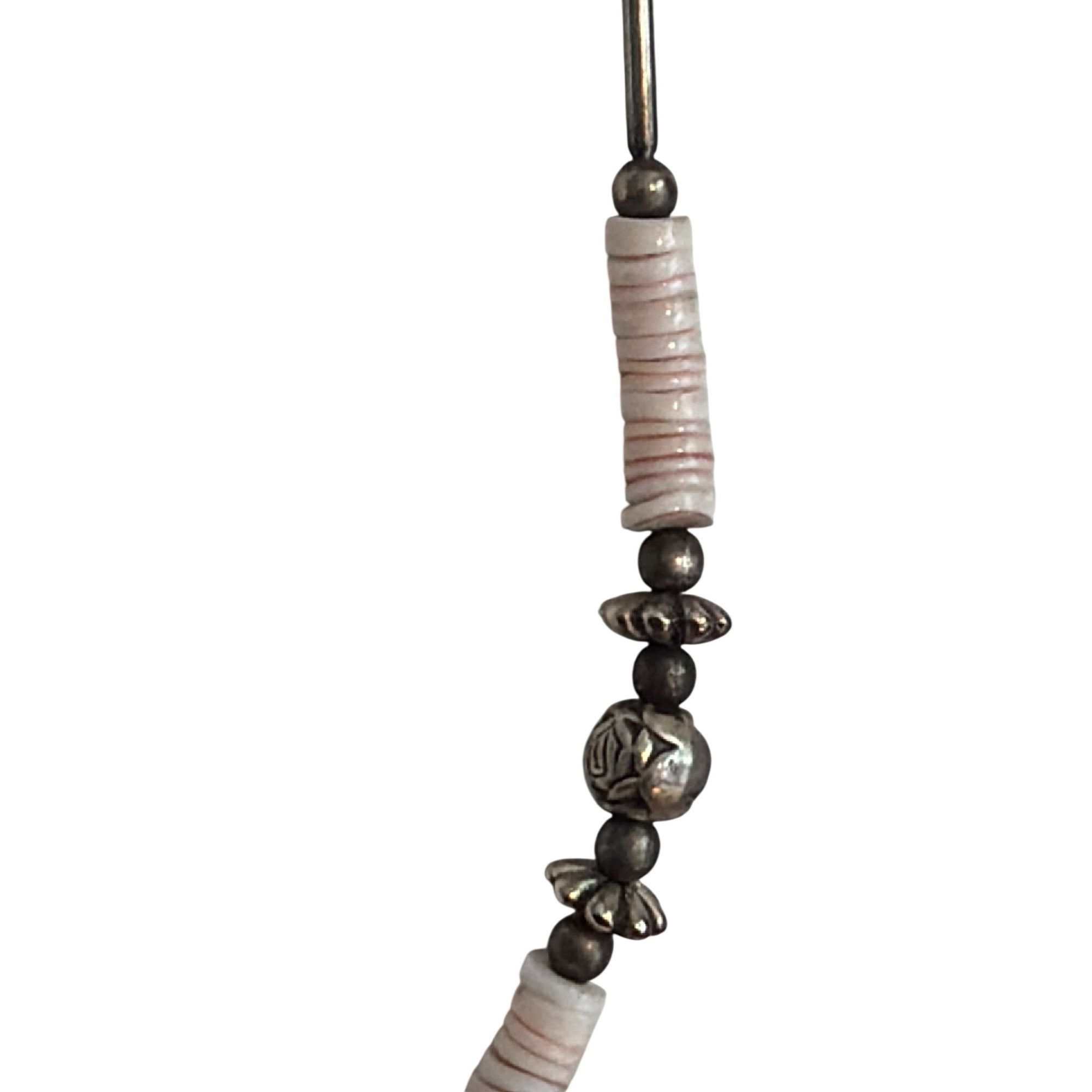 Other Vintage Silver Tone Pink Bird Pendant Necklace Shell Beads M Size ONE SIZE - 4 Thumbnail