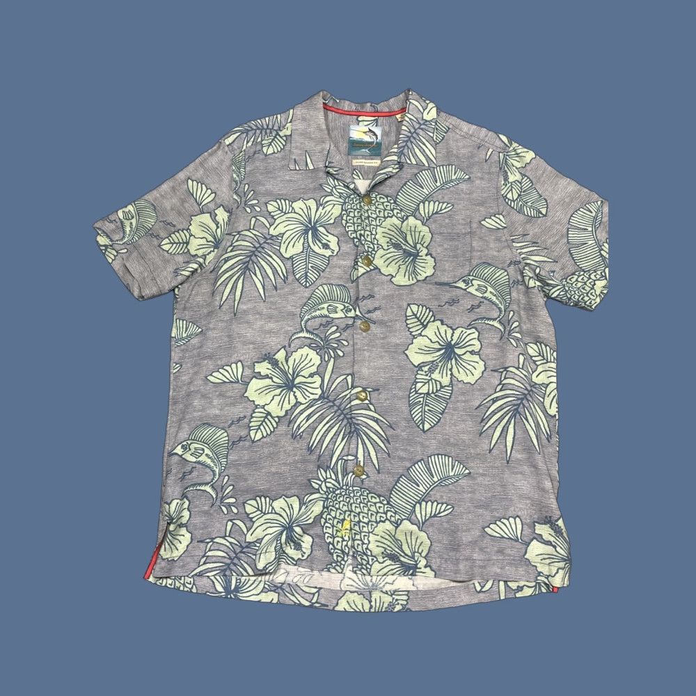 Tommy Bahama Tommy Bahama Button-Up Shirt Mens M Floral Blue Island Modern Fit Short Sleeve Silk Shirt Size US M / EU 48-50 / 2 - 1 Thumbnail