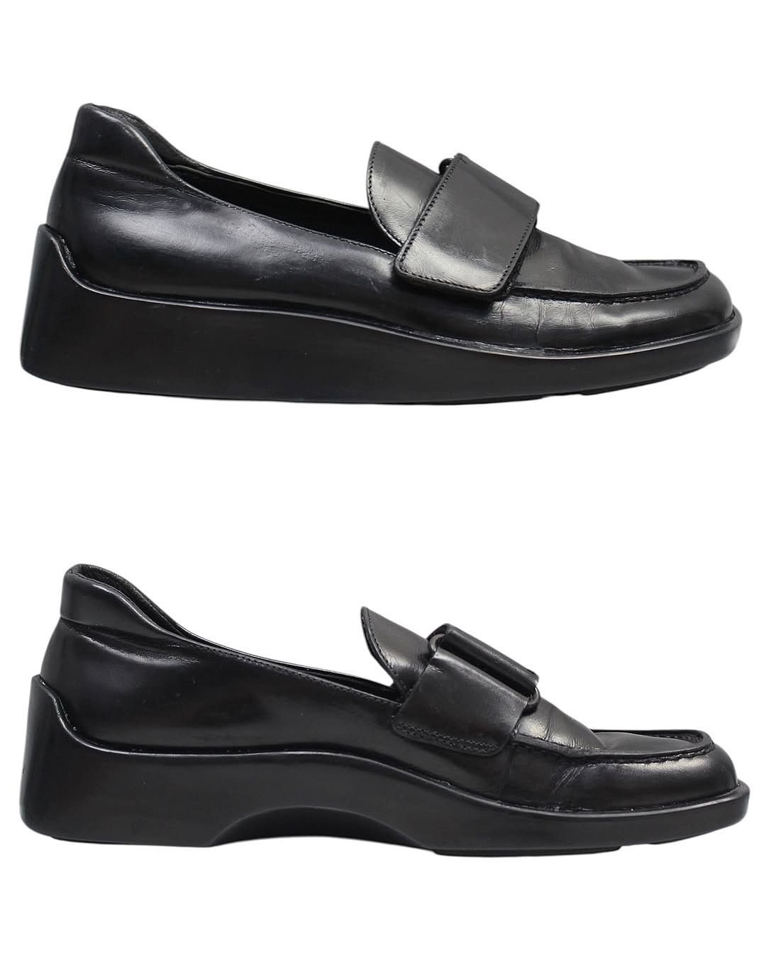 Prada SS1998 PRADA SQUARE TOE CHUNKY LEATHER LOAFERS Size US 7 / IT 37 - 3 Thumbnail