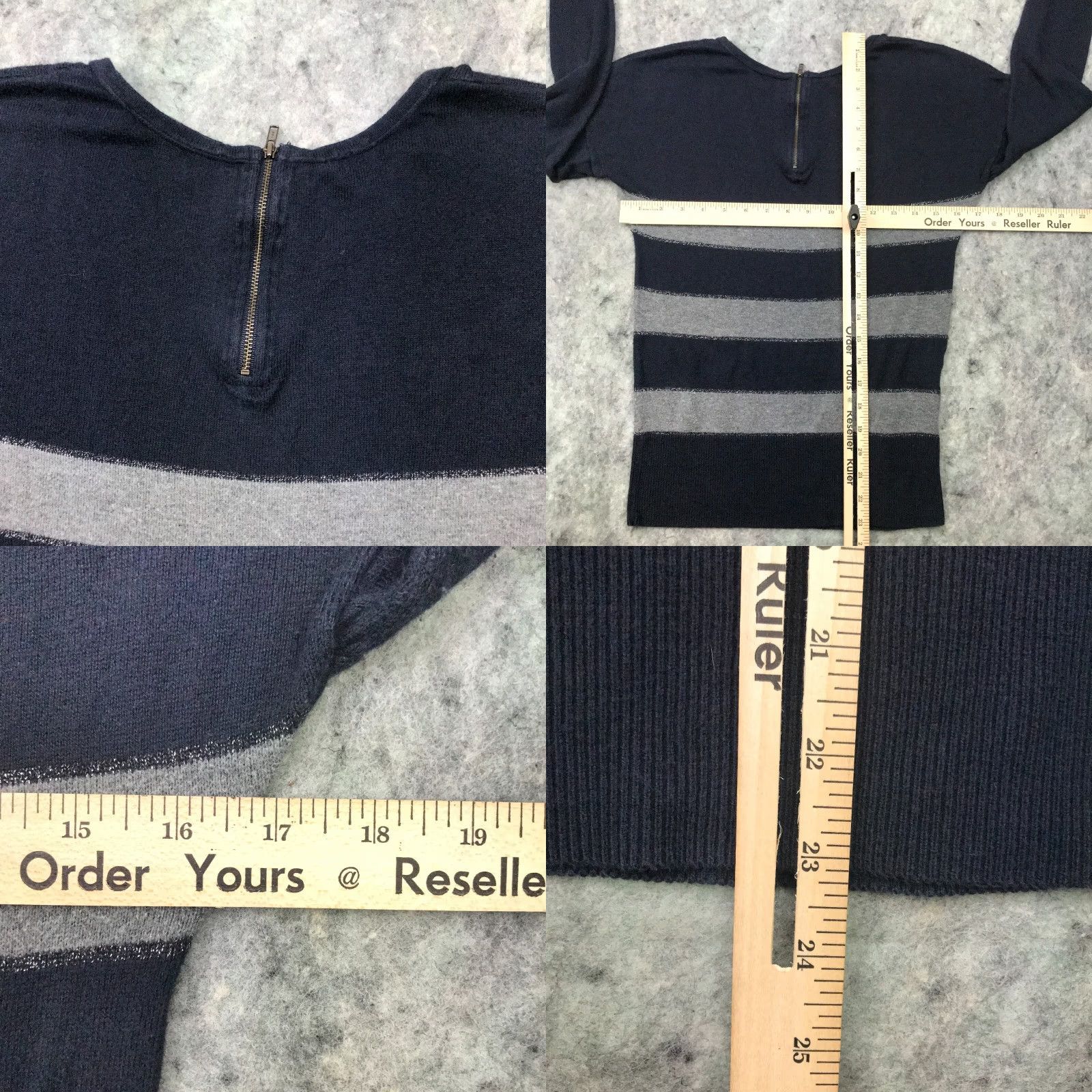 Loft VINTAGE loft womens sweater XS blue knit top lightweight zipper v-neck Size XS / US 0-2 / IT 36-38 - 8 Thumbnail