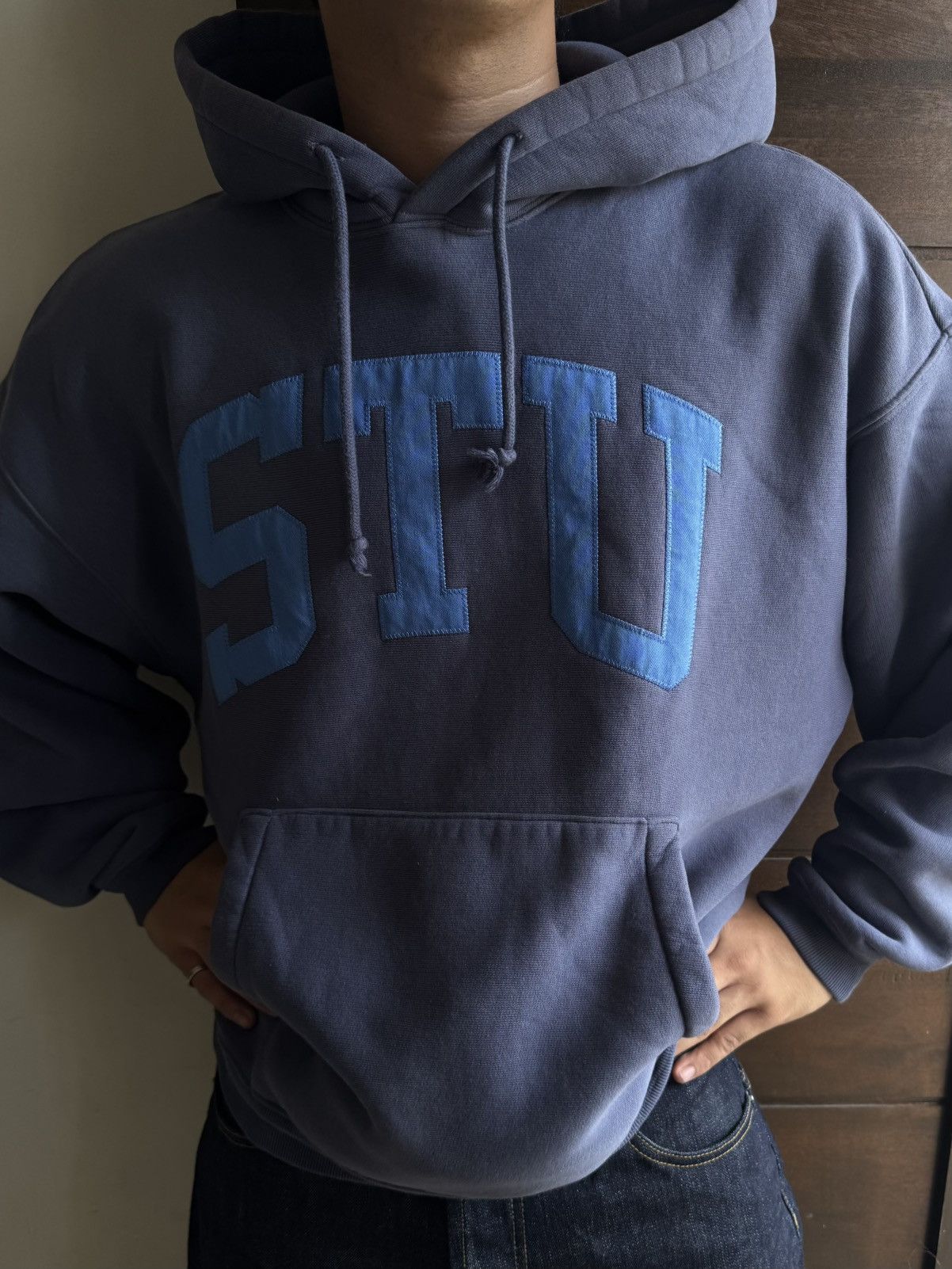 Stussy Stussy STU Relaxed Blue Hoodie Size US XL / EU 56 / 4 - 2 Thumbnail