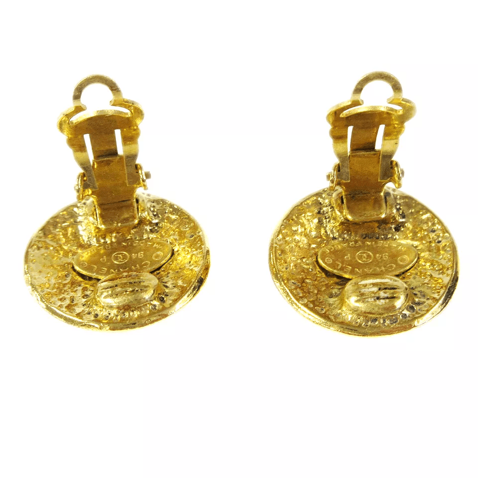 Chanel CHANEL CC Logos Button Motif Earrings Gold-Tone Size ONE SIZE - 3 Thumbnail