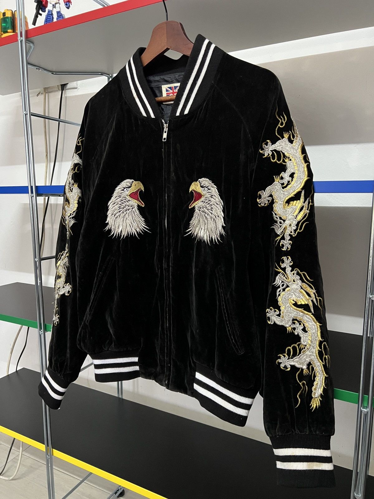 Japanese Brand 80s-90s Japan Yokosuka Eagle Dragon Velvet Sukajan Jacket Size US L / EU 52-54 / 3 - 4 Thumbnail