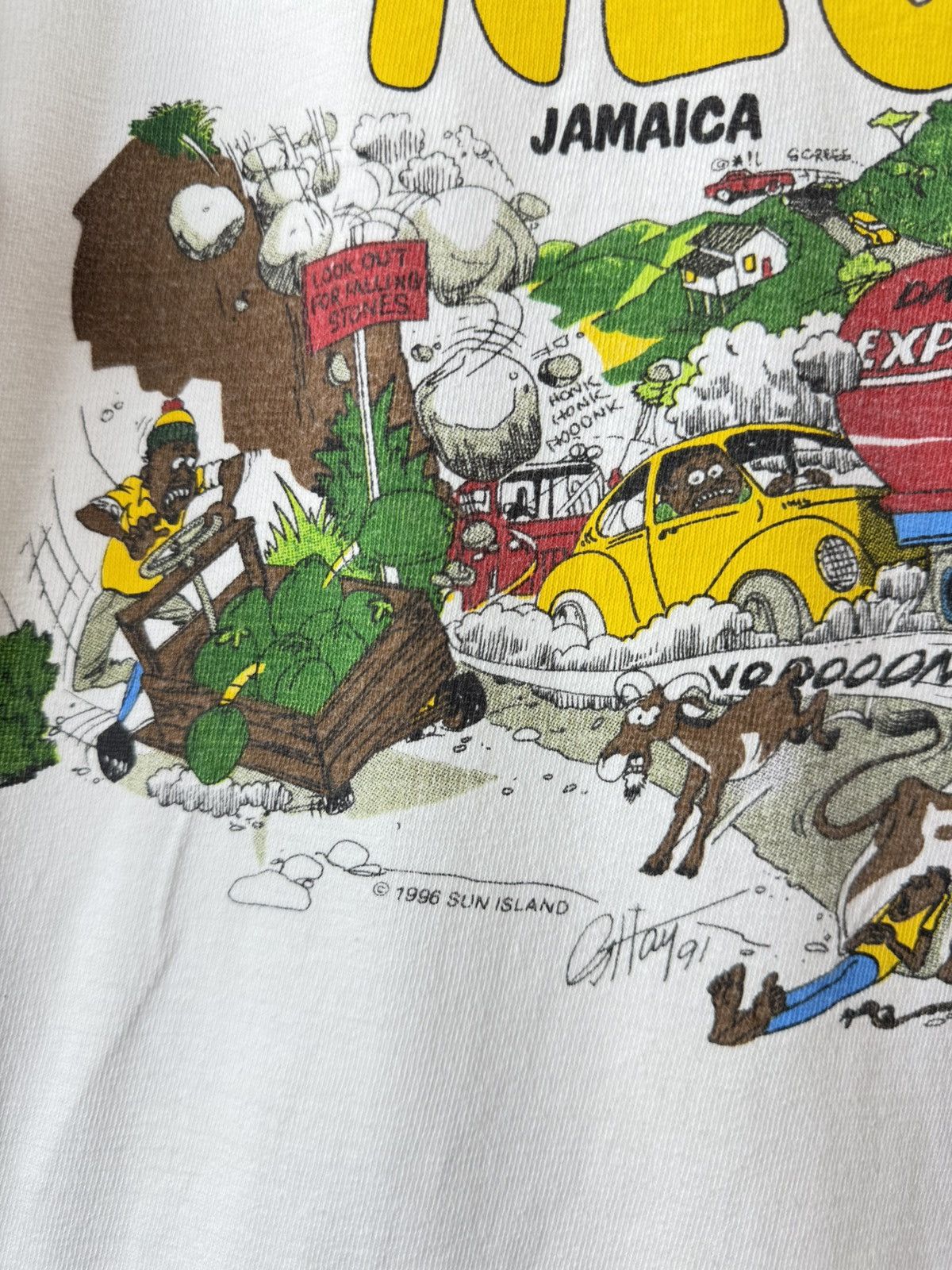 Band Tees Vintage 1996 Jamaica Funny T Shirt Bob Marley Jamaica Size US L / EU 52-54 / 3 - 3 Thumbnail