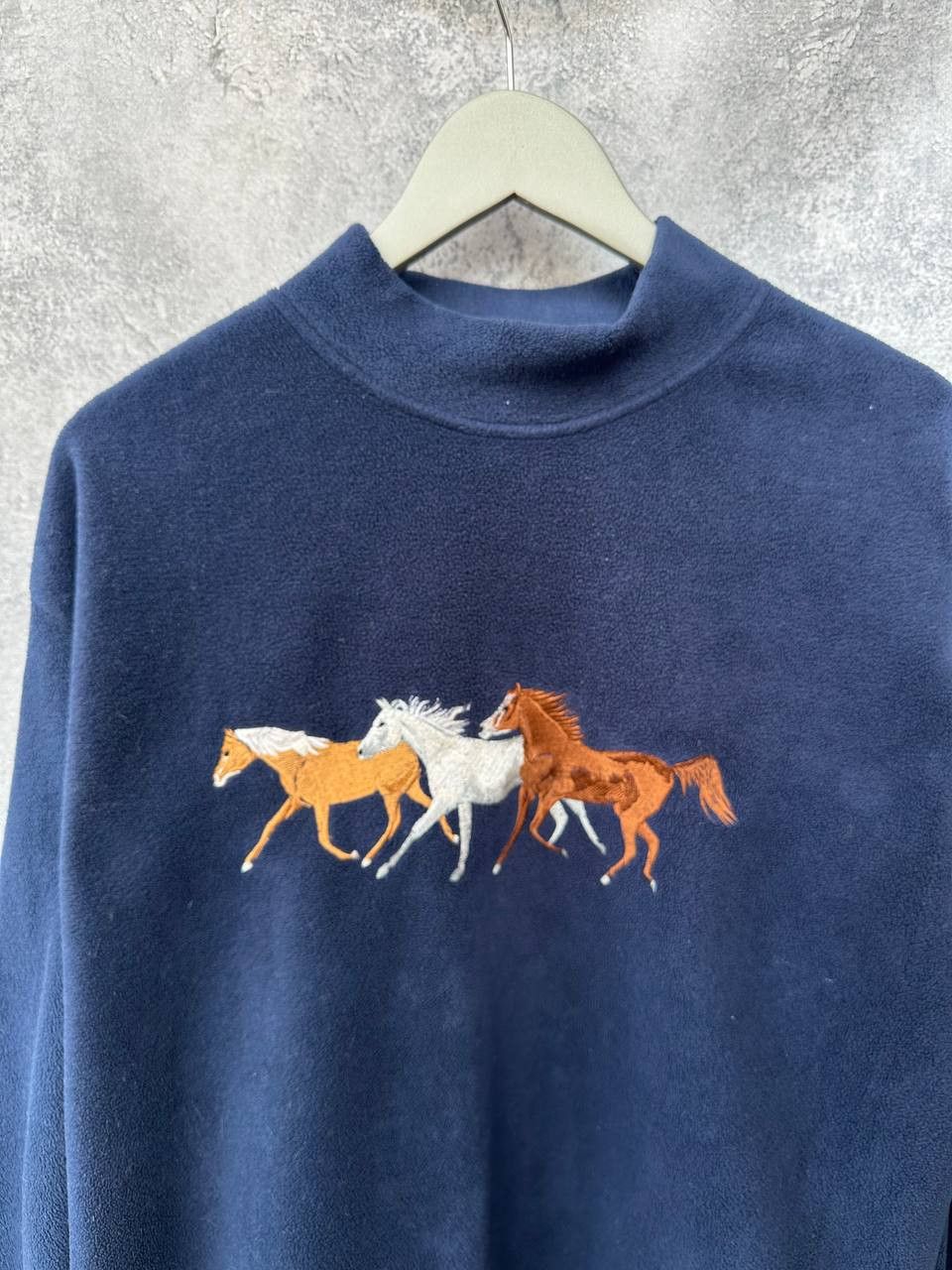 Designer × Vintage Nelson Ashby Horse Picture Fleece Sweater Pullover Mock Neck Size US M / EU 48-50 / 2 - 5 Thumbnail