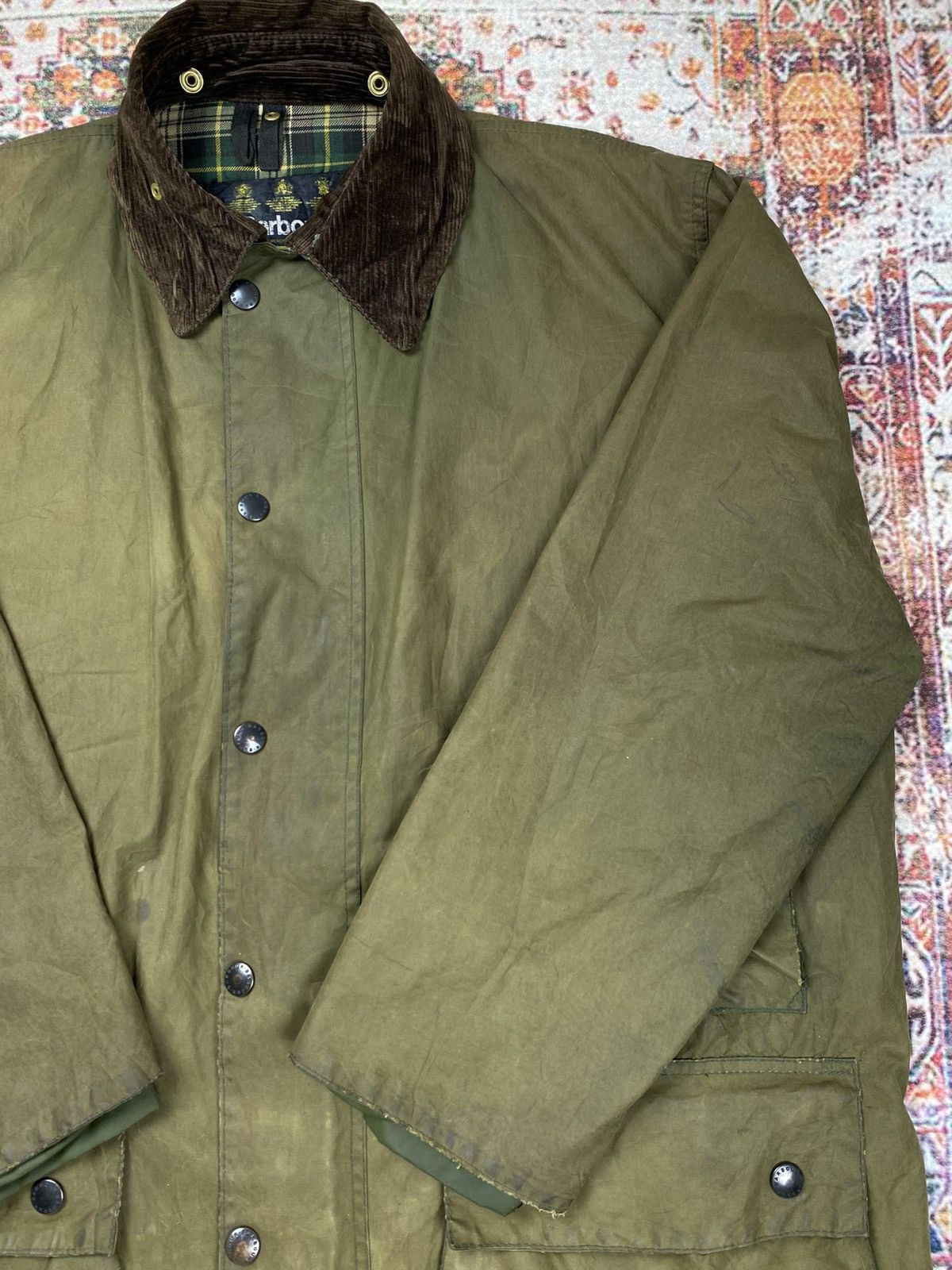 Barbour Vintage Sunfaded Barbour Border Waxed Jacket Made in England Size US XL / EU 56 / 4 - 9 Thumbnail