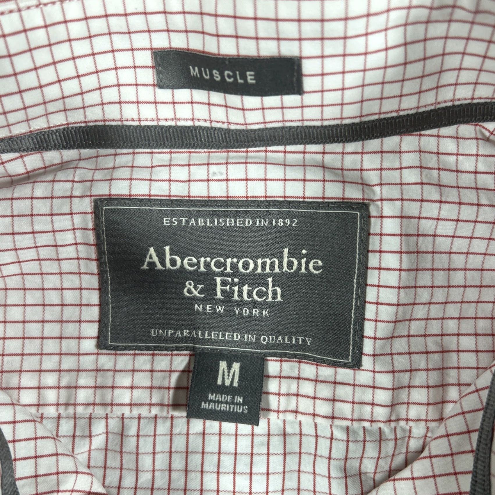 Abercrombie & Fitch Abercrombie & Fitch Muscle Fit Long Sleeve Shirt Red Micro Check Medium Size US M / EU 48-50 / 2 - 2 Thumbnail