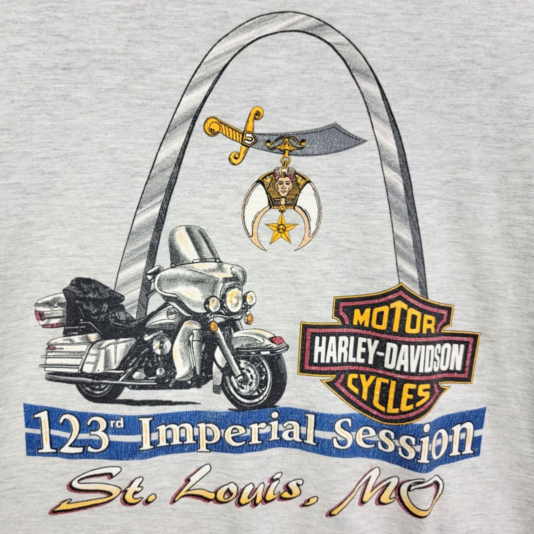 Harley Davidson HARLEY-DAVIDSON shirt XL Vintage Mens T-Shirt White 90s St Louis MO Logo Solid Cotton Crew Neck Size US XL / EU 56 / 4 - 2 Thumbnail