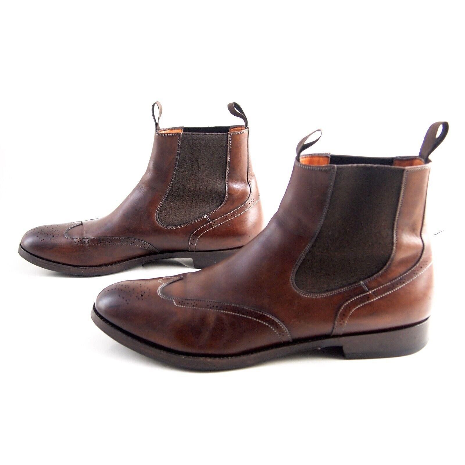 Santoni Santoni Chelsea Boots Brown Leather Mens US 10.5 EU 43.5 Size US 10.5 / EU 43-44 - 2 Thumbnail