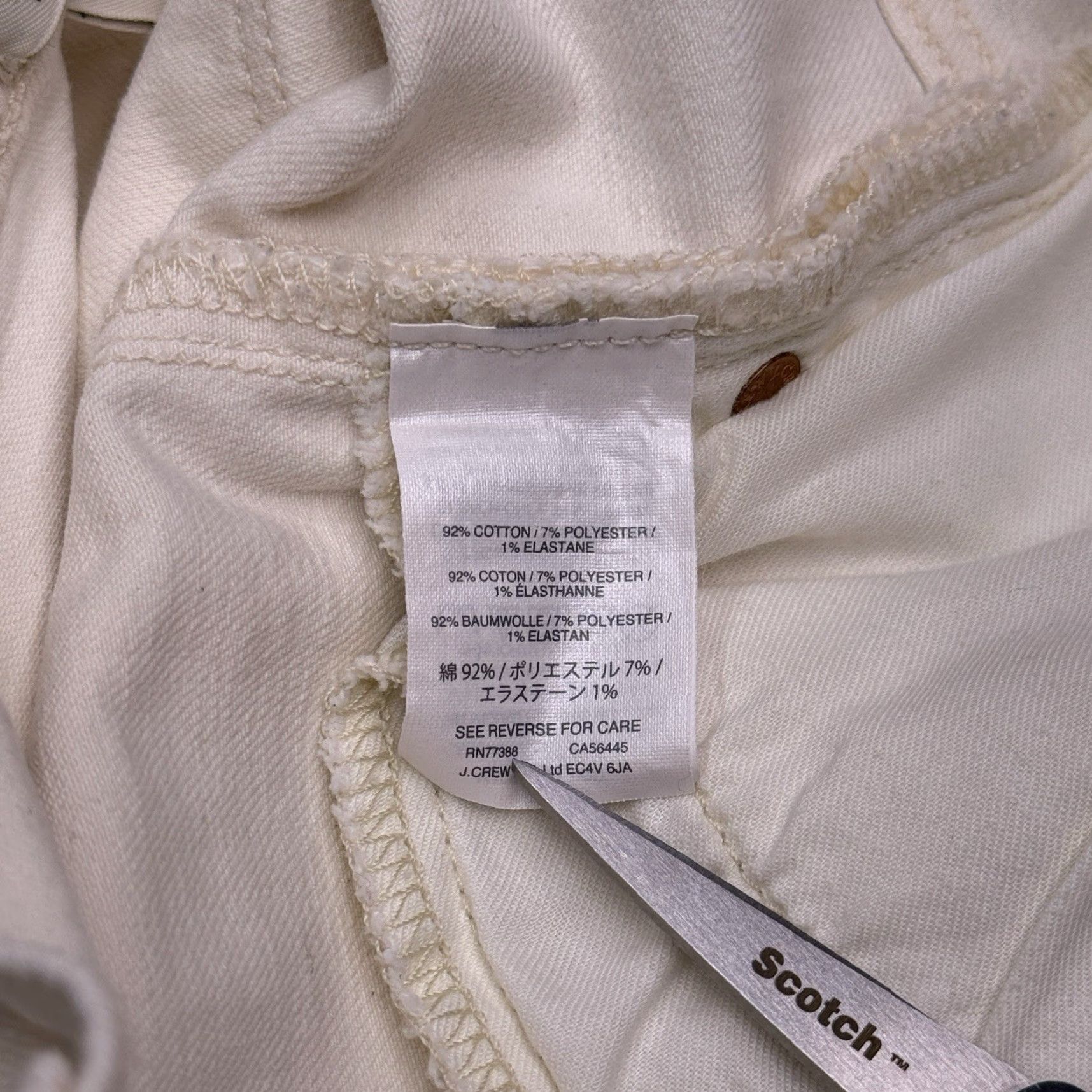 J.Crew J.CREW Toothpick Jeans Womens 26 Ivory Low Rise Stretch Denim Ankle 5-Pocket Modern Regular Size 26" / US 2 / IT 38 - 5 Thumbnail