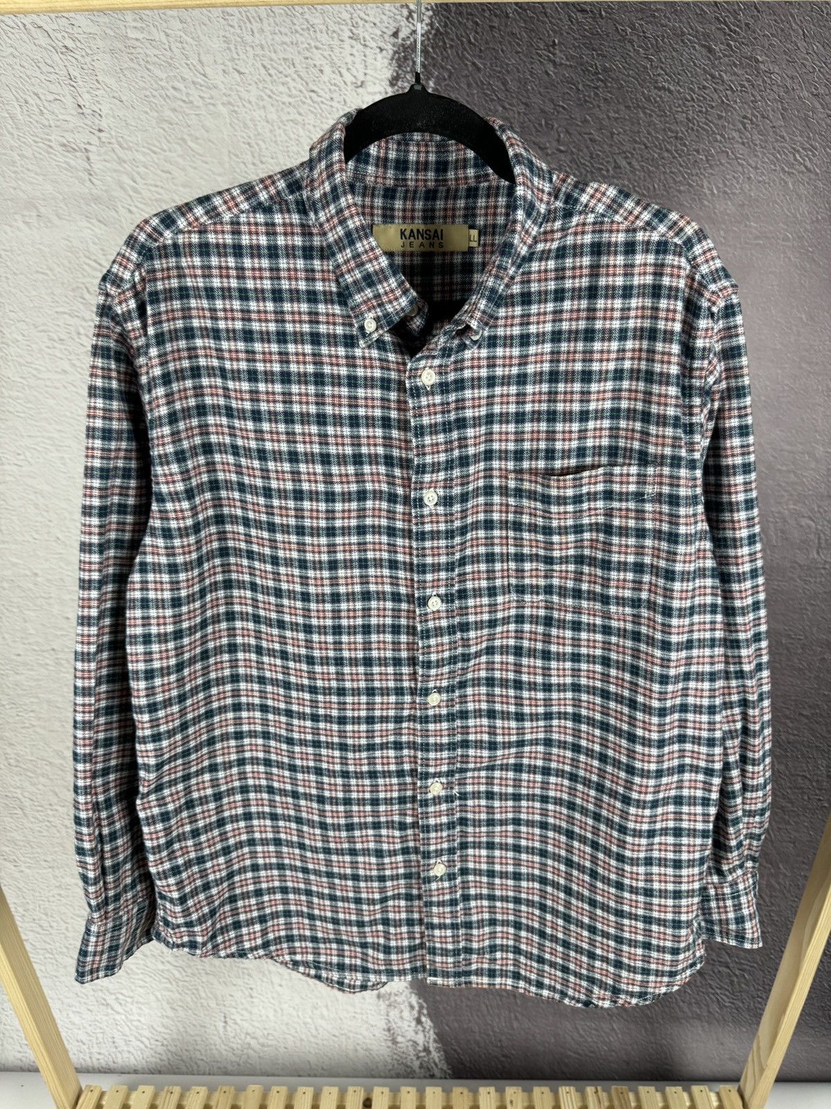 Japanese Brand × Kansai Yamamoto × Vintage Kansai Jeans vintage flannel long sleeve shirt checkered Size US L / EU 52-54 / 3 - 7 Thumbnail