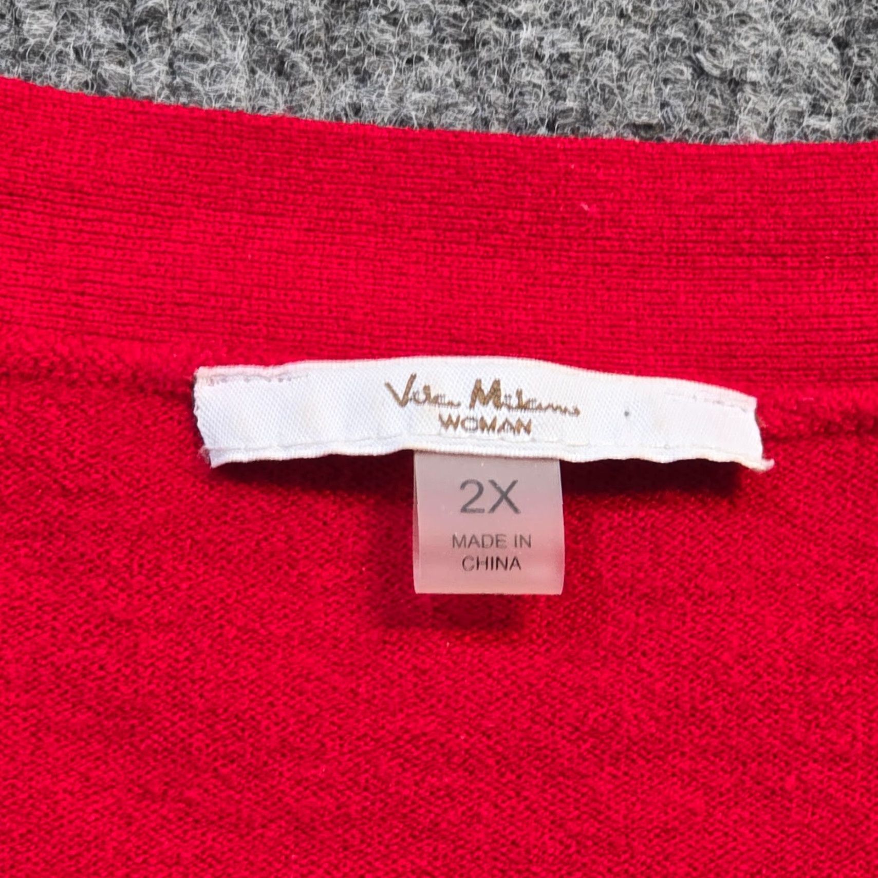 Vintage Vila Milano Sweater Womens Size 2X Red Wool Blend Rhinestone Holiday Pullover Size XXL / US 16-18 / IT 52-54 - 3 Thumbnail
