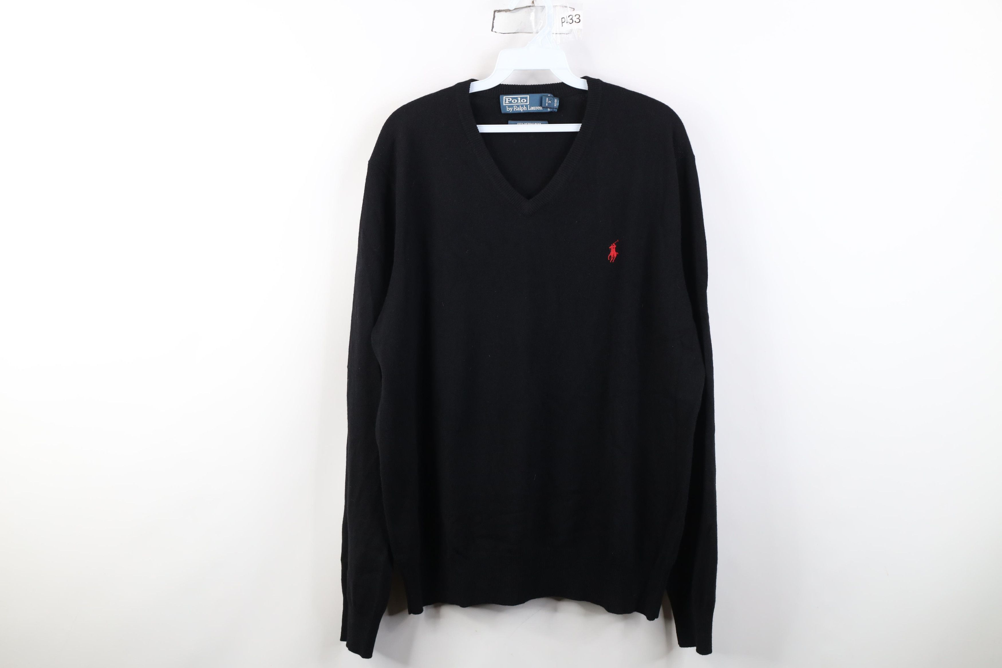 Polo Ralph Lauren Vintage 90s Ralph Lauren Merino Wool Knit V-Neck Sweater Size US XL / EU 56 / 4 - 1 Thumbnail