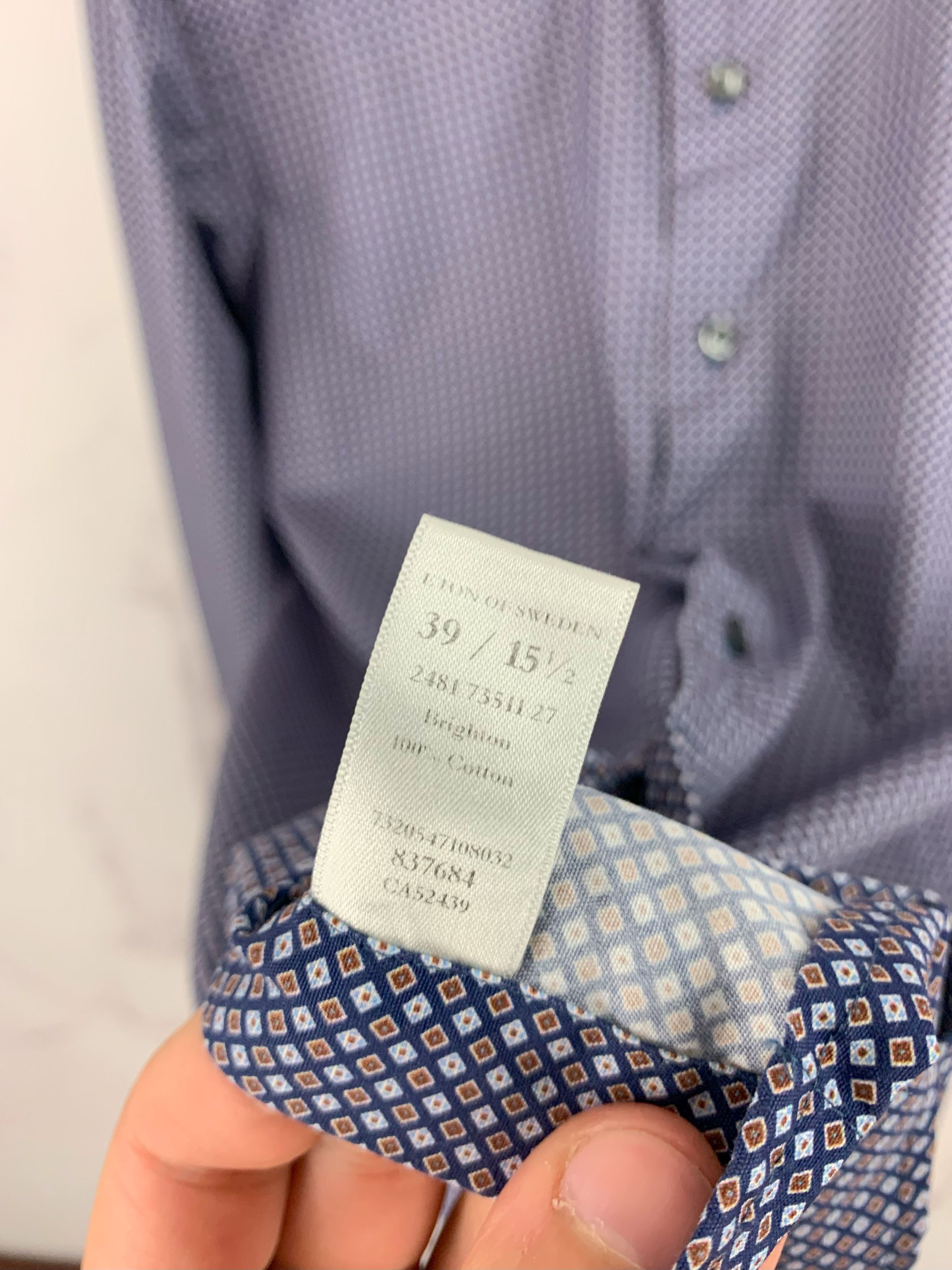 Eton Eton Navy Brighton Cotton Micro Pattern Slim Fit Shirt 39 Size US M / EU 48-50 / 2 - 14 Thumbnail