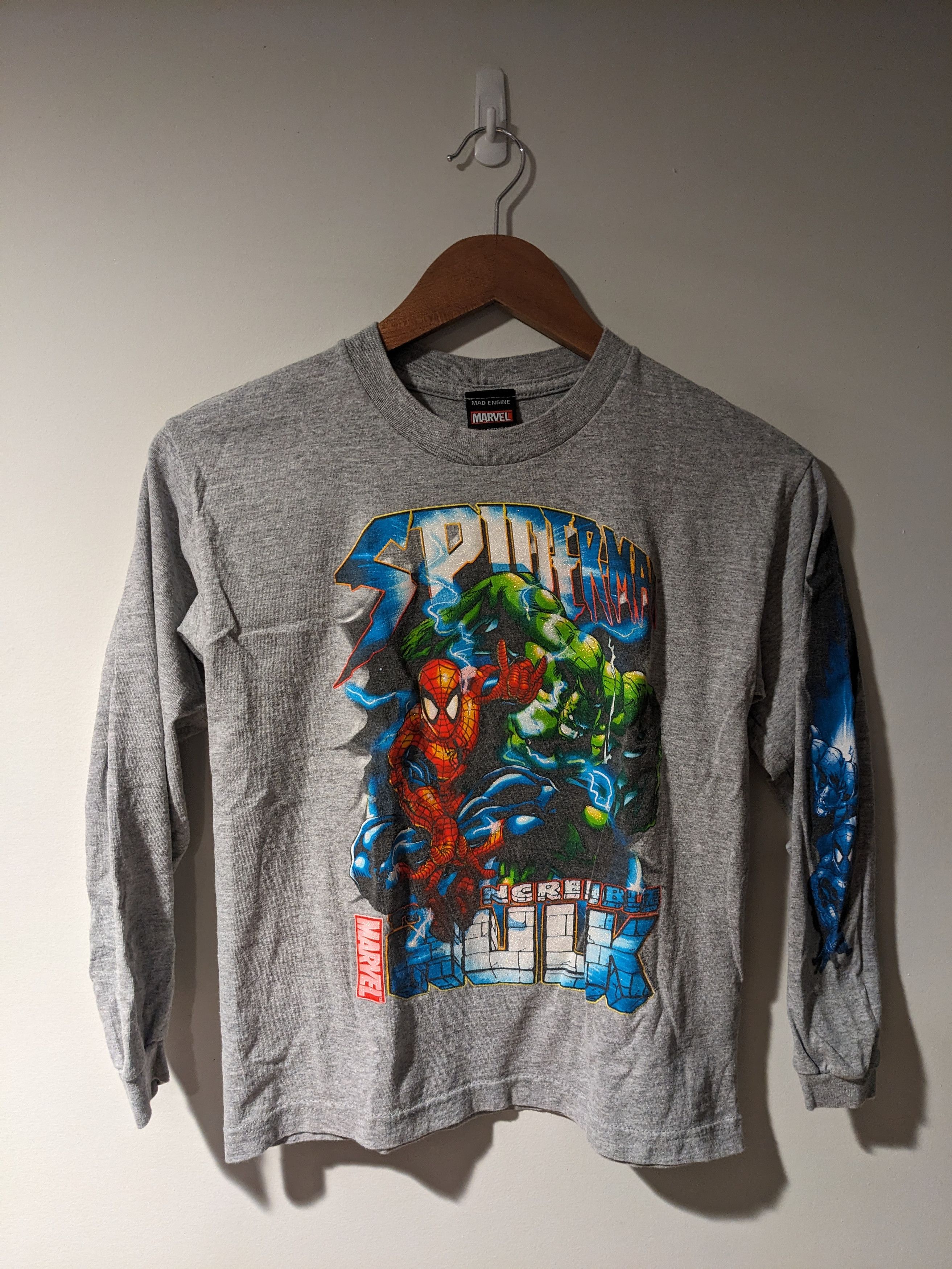 Mad Engine × Marvel Comics × Vintage Vintage 2003 Spider-Man Hulk Marvel Youth Long-Sleeve Size US S / EU 44-46 / 1 - 1 Thumbnail
