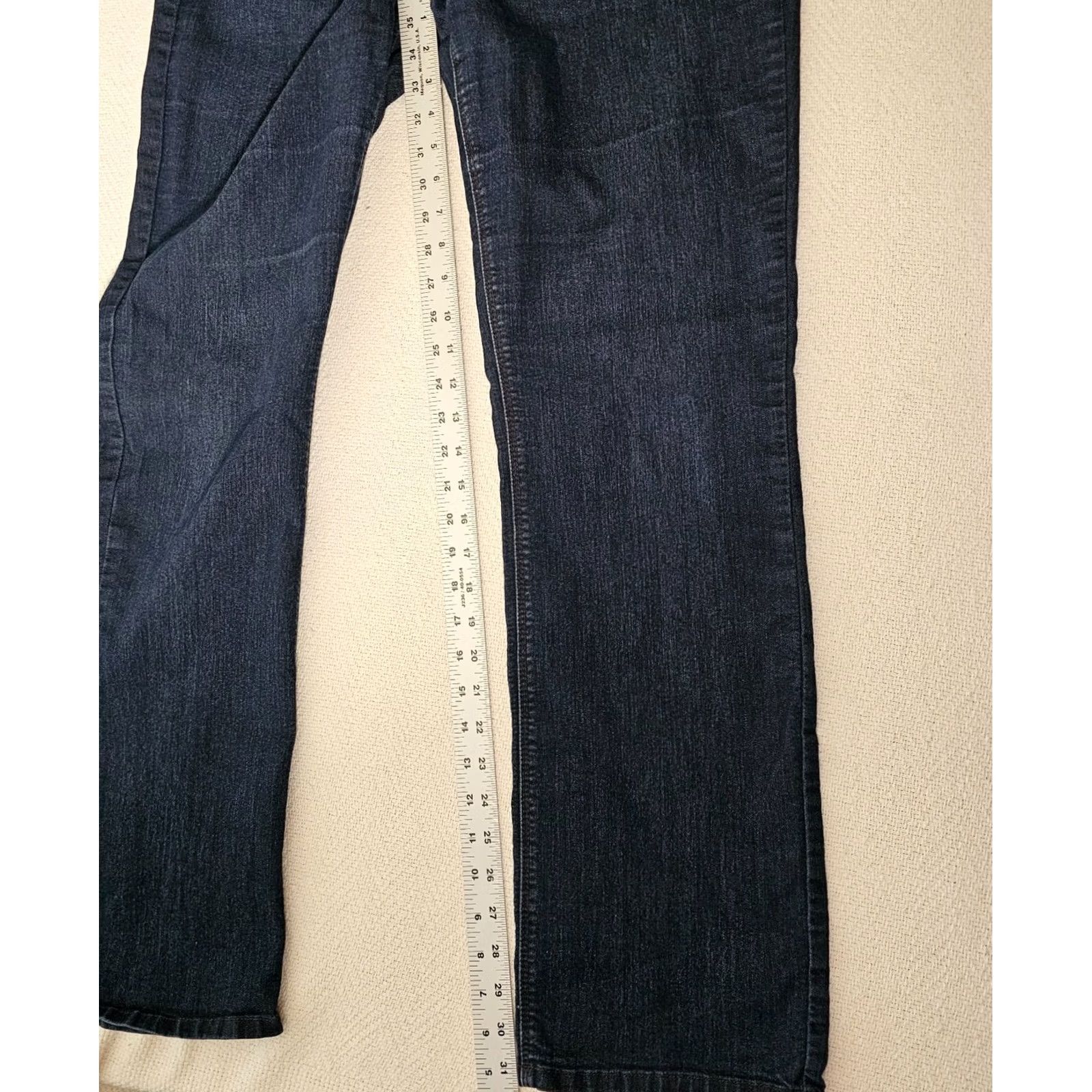 NYDJ VINTAGE NYDJ Marilyn Straight Jeans Womens 14 Blue Denim 31 Lift Tuck Stretch Slimming 5-Pocket Mono 31in Inseam Size 36" / US 14 / IT 50 - 7 Thumbnail
