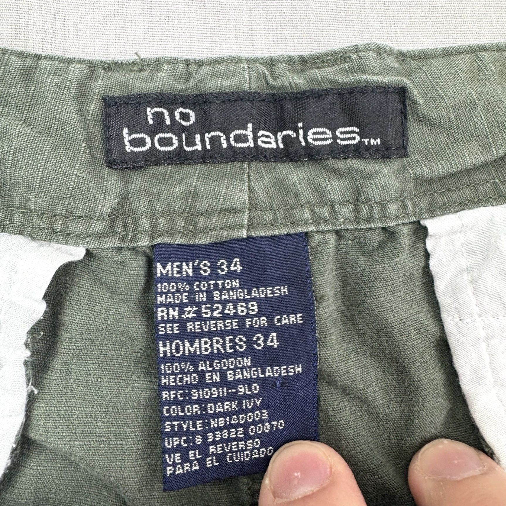 Vintage VINTAGE No Boundaries Cargo Shorts Men 34 Green 90s Grunge Hipster Outdoor Casual Size US 34 / EU 50 - 2 Thumbnail