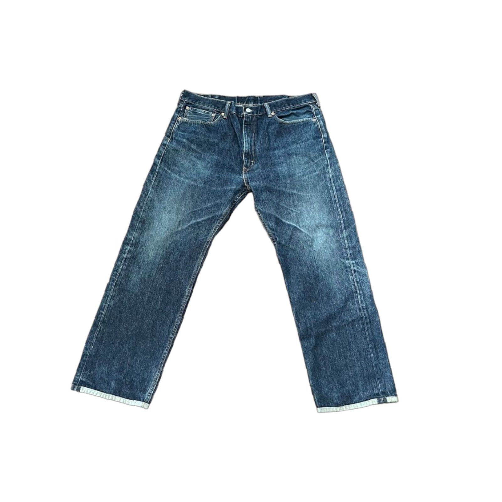 Levi's Levis 505 Zipper Straight Cut Denim Jeans Mens 36x28 Actual Blue Wash Fade Vtg Size US 36 / EU 52 - 1 Thumbnail