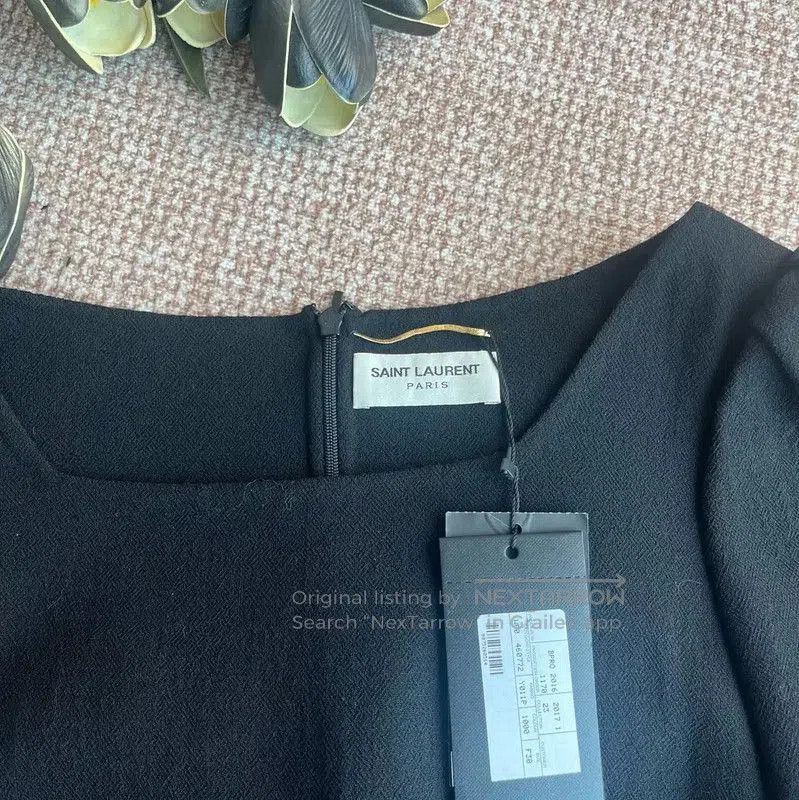 Yves Saint Laurent YSL Black Cotton Women's Dress Size S . Size S / US 4 / IT 40 - 3 Thumbnail