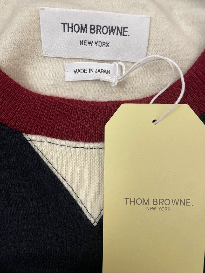 Thom Browne Thom browne Color-blocked four-striped round-neck wool swea Size US S / EU 44-46 / 1 - 6 Thumbnail
