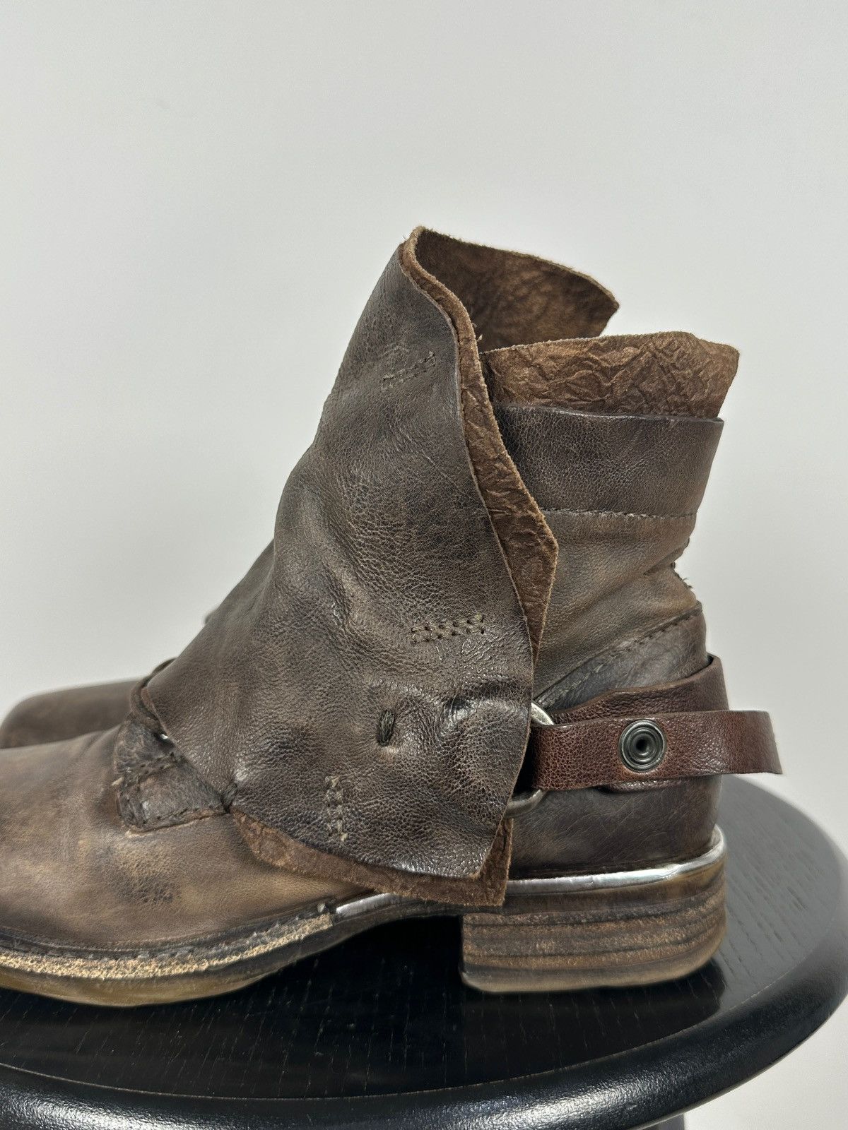 A.S.98 A.S.98. Airstep Brown Leather Buckle Biker Ankle Boots Size US 6 / IT 36 - 15 Thumbnail