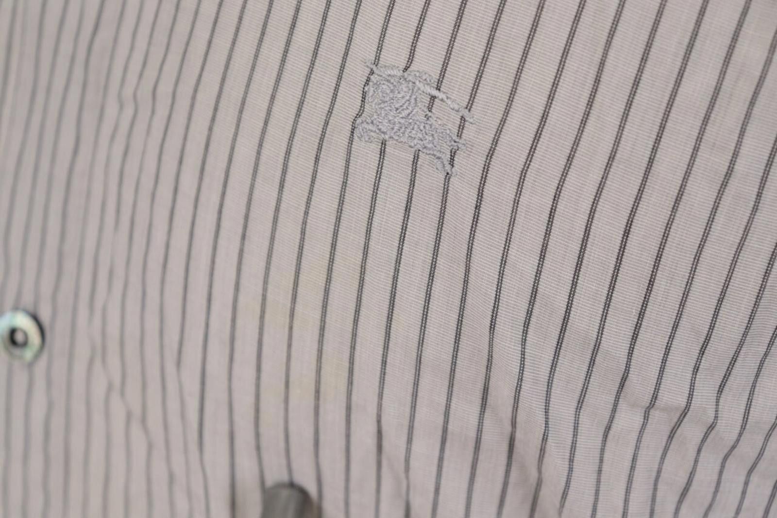 Designer Burberry London Gray Striped Button Down Shirt Size 39 Size US M / EU 48-50 / 2 - 6 Thumbnail