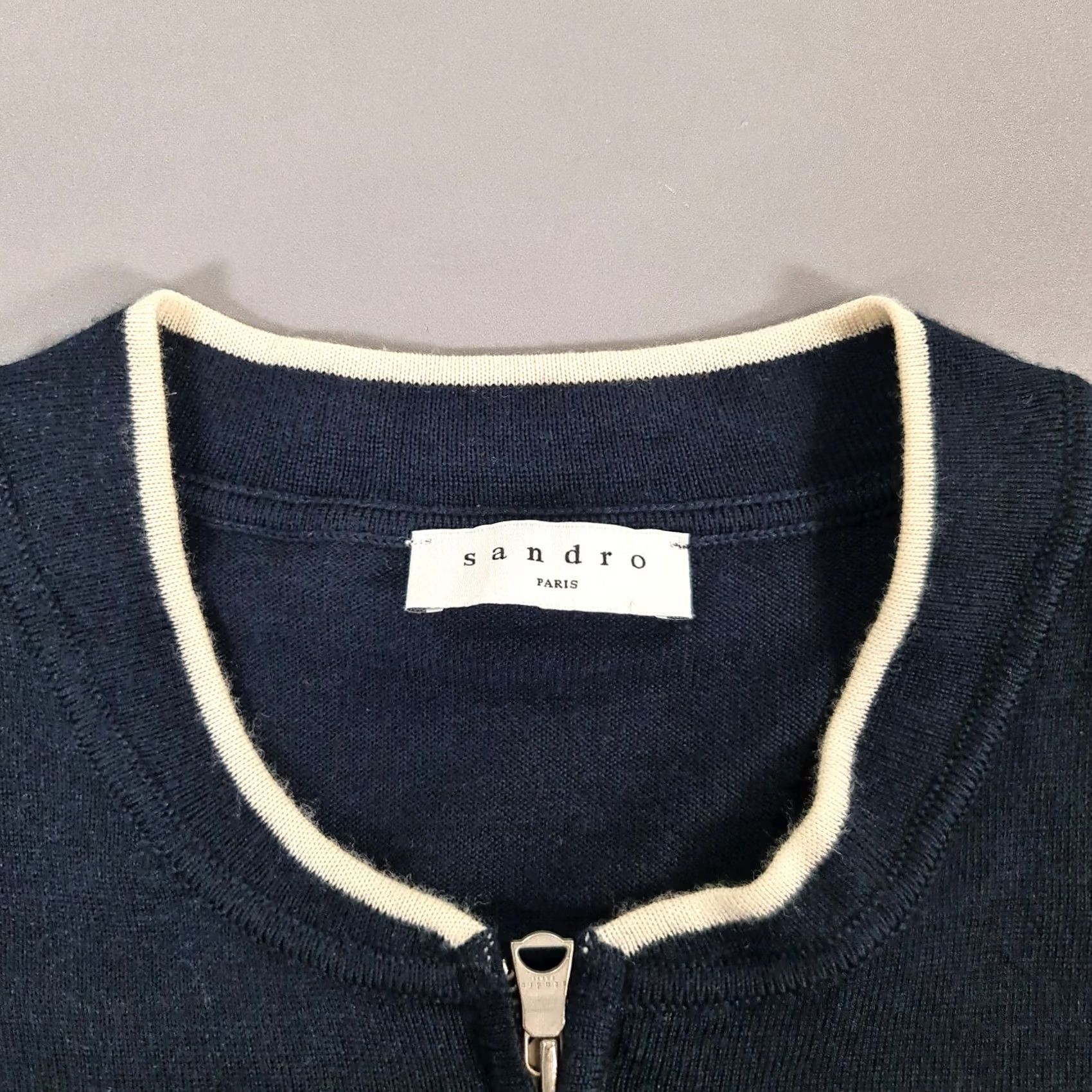 Sandro Sandro Paris Mens Cardigan Navy Blue M Merino Wool Full Zip Knit Jumper, Cardigan, Regular Fit, Lightweight, Crew Neck, Long Sleeve, Casual, Men Size US M / EU 48-50 / 2 - 3 Thumbnail